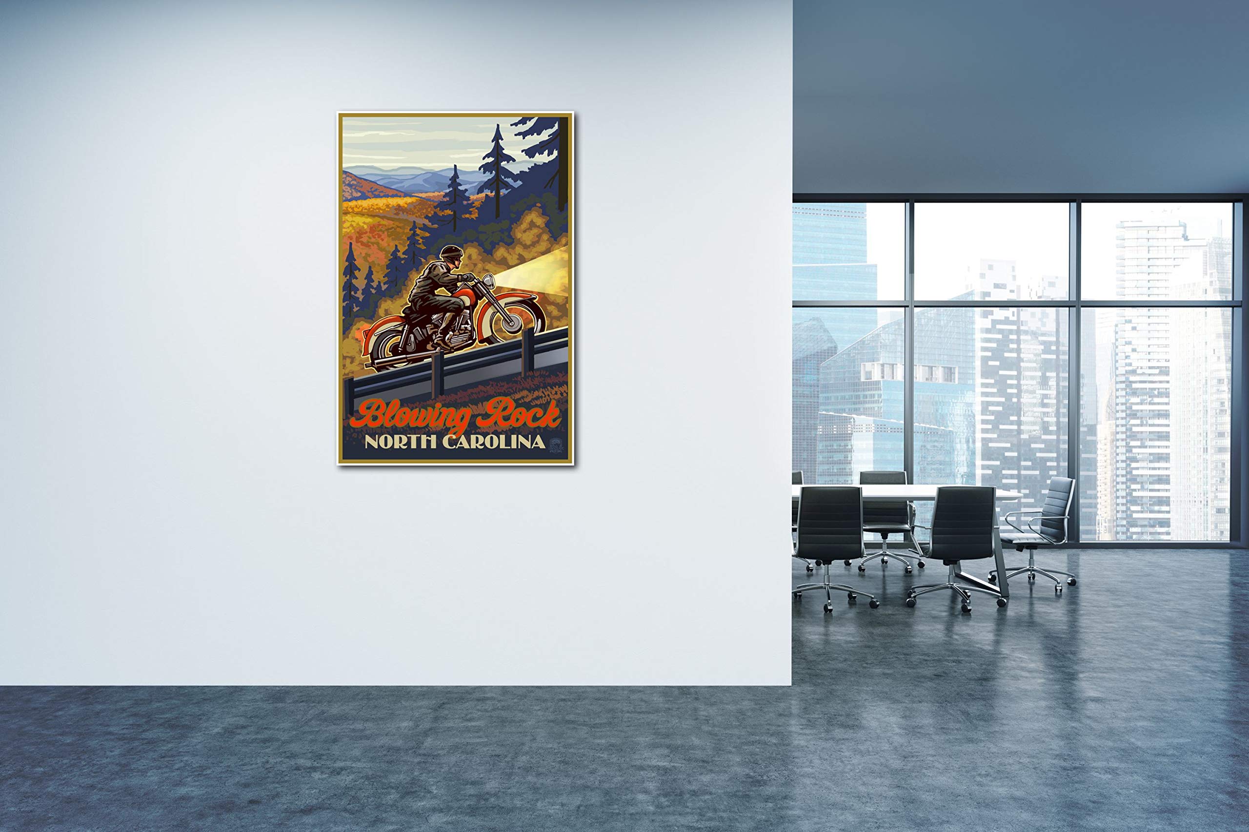 Paul A. Lanquist Motorcycle Art Print - Blowing Rock North Carolina Travel Poster 30x45 Inch - Premium Giclee Wall Decor for Living Room, Bedroom & Office