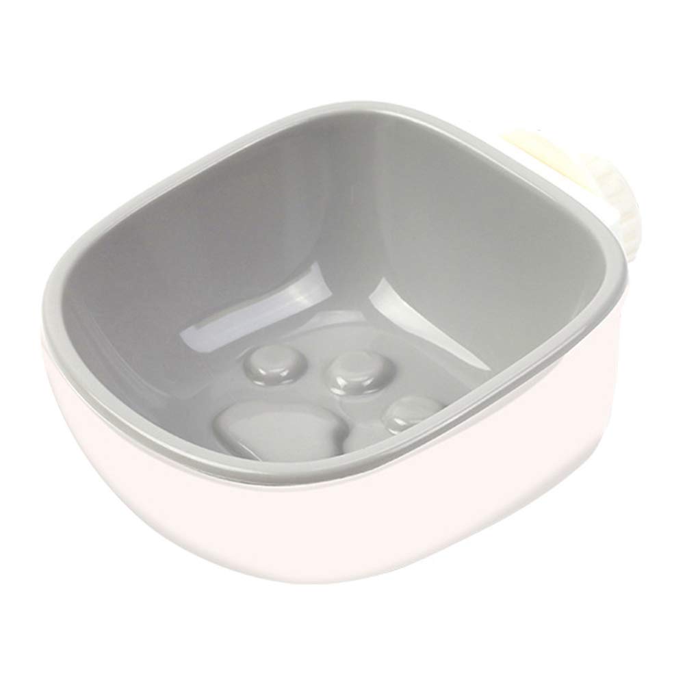 Anti-Choke Footprint Hanging Pet Food & Water Bowl - Durable Feeding Dish for Dogs & Cats - Grey Non-Slip Design for Safe Mealtime - Perfect for Indoor/Outdoor Use, Travel & Crate Training