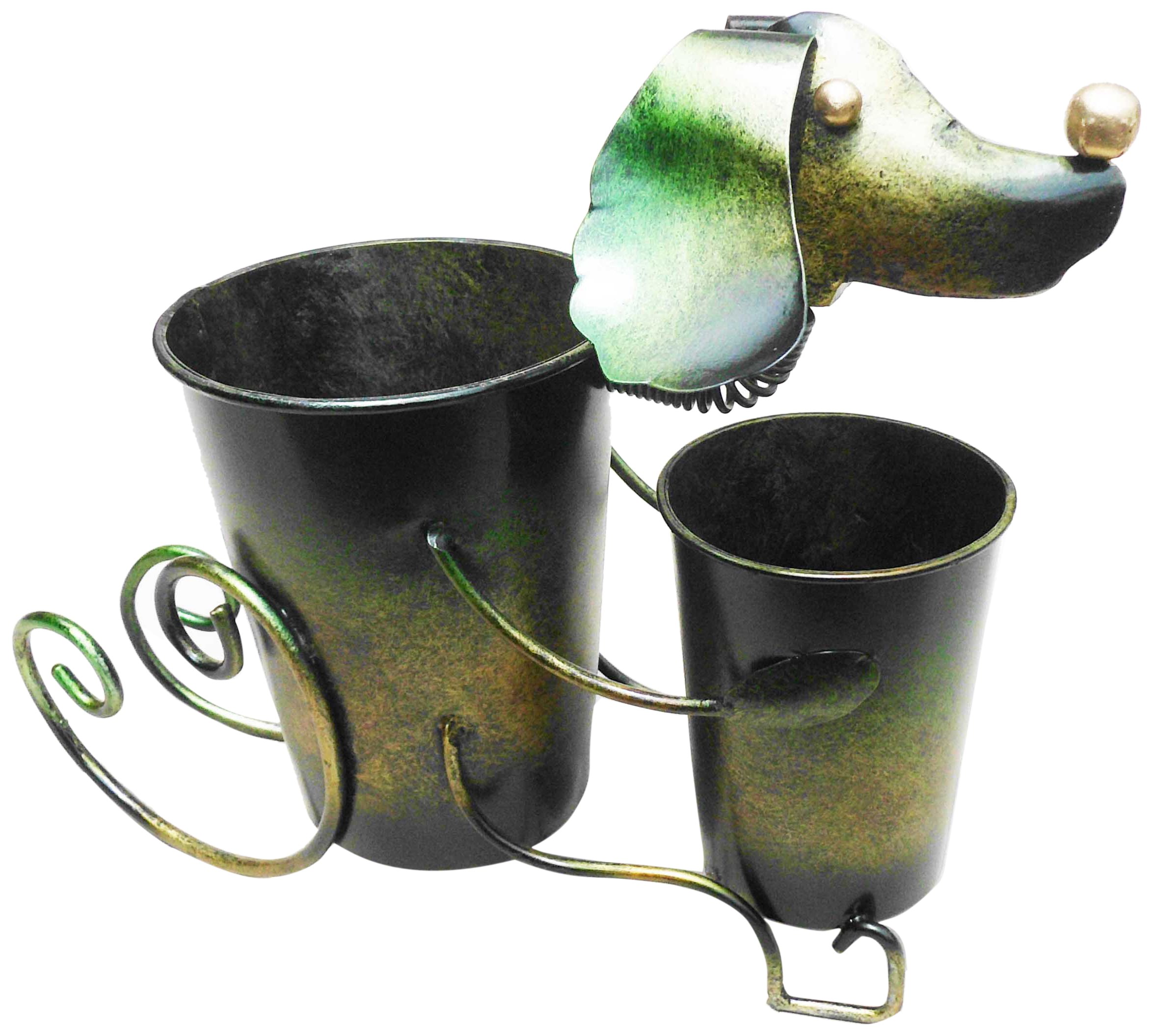 D-Art Collection Iron Dog Planter - Rustic Garden Decor for Outdoor & Indoor Use - Perfect for Succulents, Flowers, and Home Décor