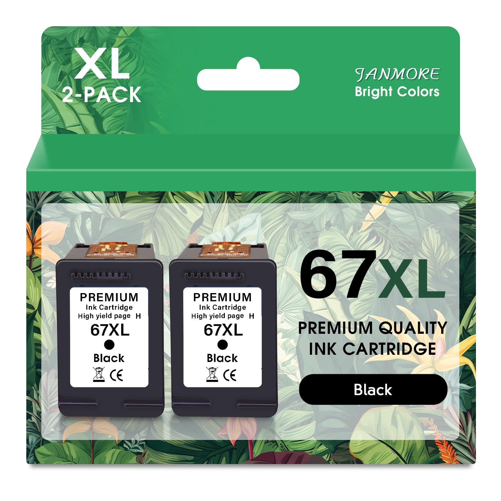 HP 67XL Black Ink Cartridge Replacement (2-Pack) - Compatible with DeskJet 1255/2700/4100/4155 Series, Envy 6000/6400 Series & More - High Yield Printing for Home & Office Use