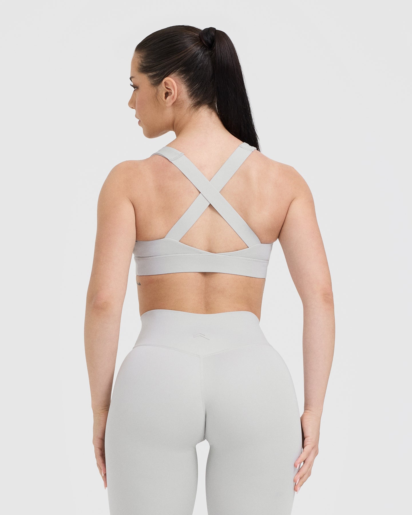 Timeless Wide Strap Sports Bra - Light Grey | High Support Workout Top for Yoga, Running & Gym