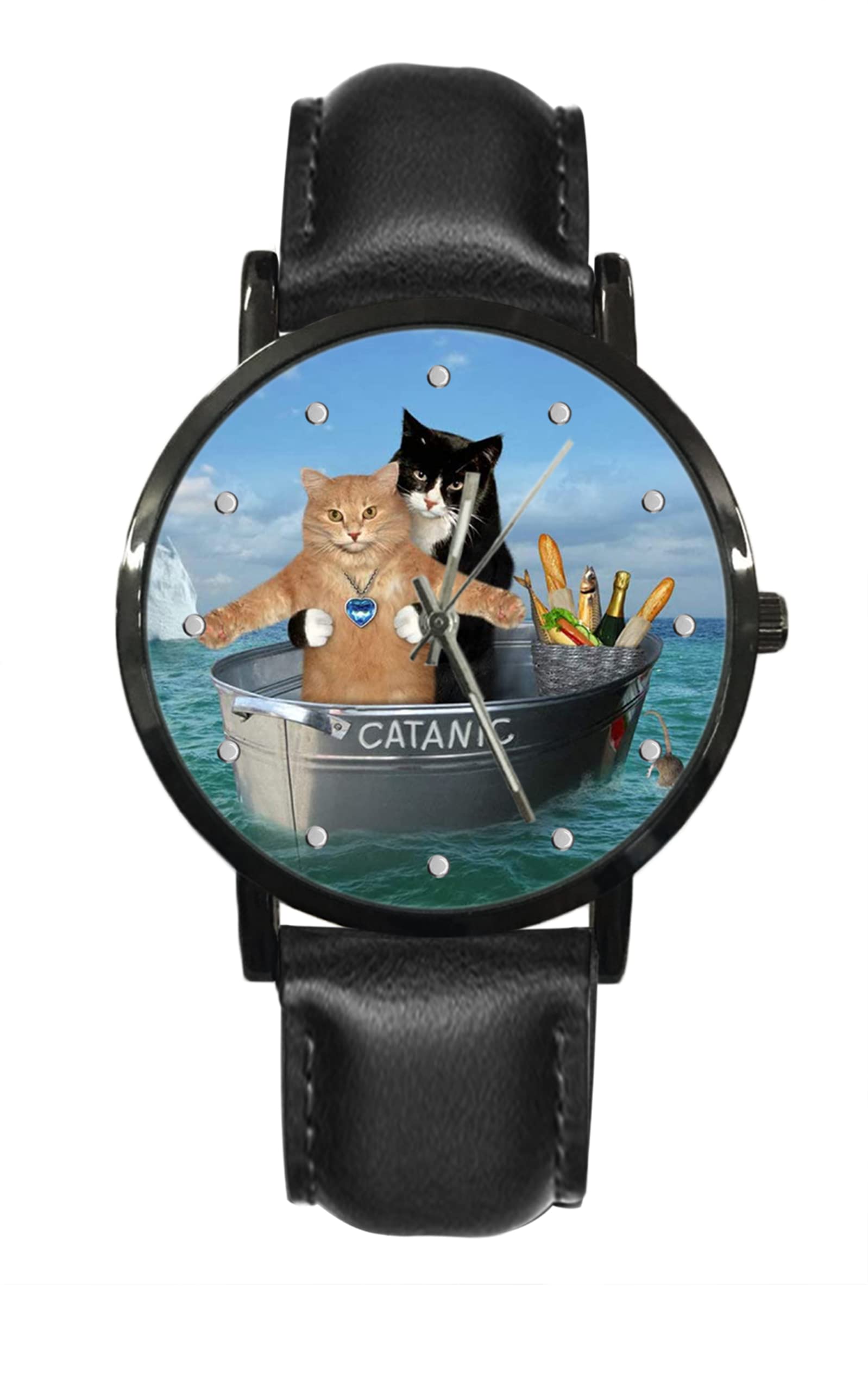 Custom Personalized Leather Strap Watch for Men & Women - Elegant Black Casual Timepiece - Perfect for Everyday Wear, Office & Special Occasions