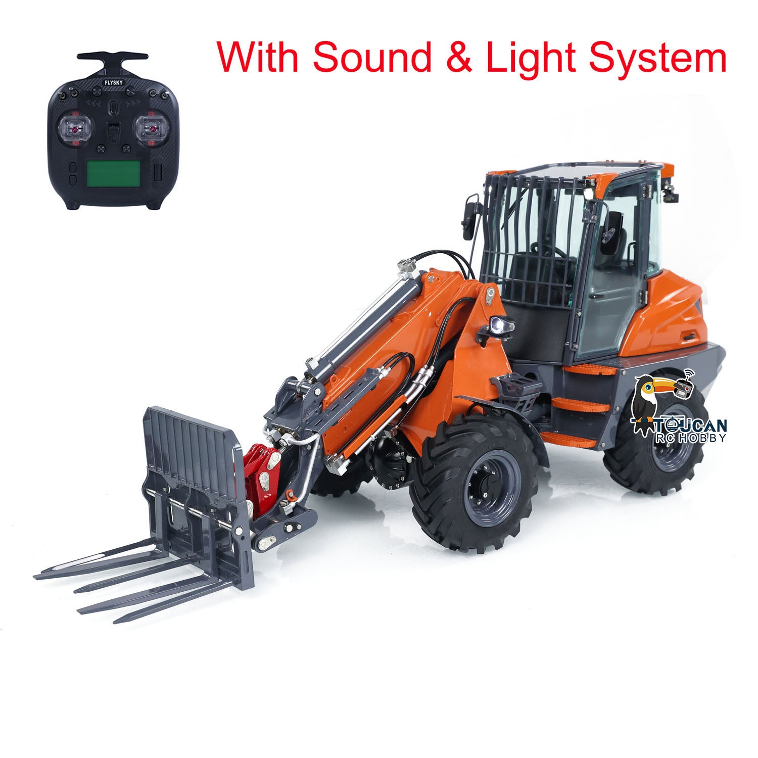 1/14 Scale LESU AT1050 4X4 Hydraulic RC Forklift Truck with Telescopic Arm - Painted & Assembled Model with ST8 Radio System - Perfect for Construction Site Simulation & Indoor RC Vehicle Play