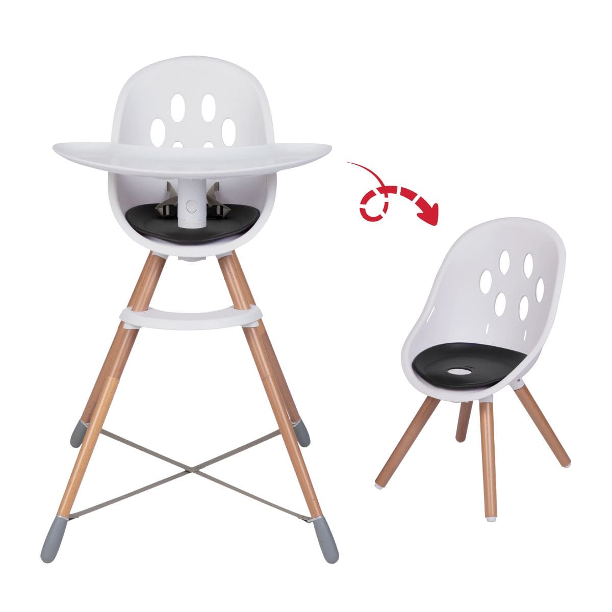 Phil&Teds Poppy Wooden High Chair - Adjustable Baby Feeding Seat with Safety Harness & Tray - Perfect for Dining, Weaning & Family Mealtime