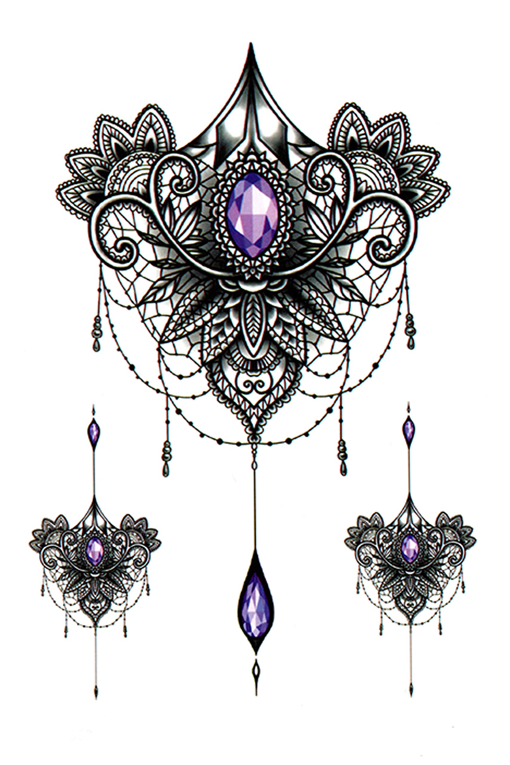Waterproof Temporary Tattoo Stickers for Men & Women - 3D Realistic Flowers, Butterflies, Stars, Angels, Wolves & Armband Designs (19x12cm) | Perfect for Parties, Halloween, Cosplay & Body Art | TBS-8052