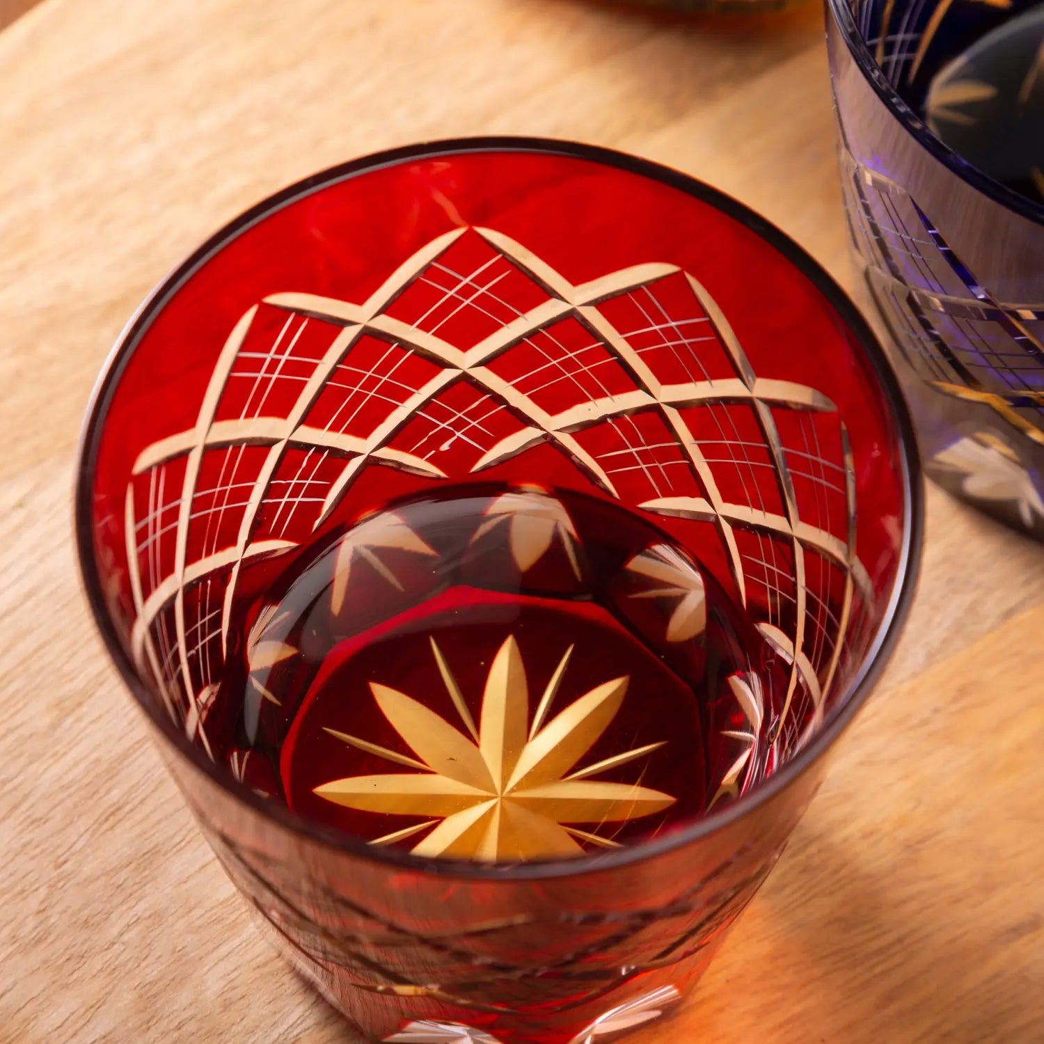 Kimoto Glass Tokyo Edo Kiriko Old Fashioned Whiskey Glass - Handcrafted Layered Yarai Design for Cocktails, Bourbon & Scotch - Perfect for Home Bar, Gifts & Special Occasions
