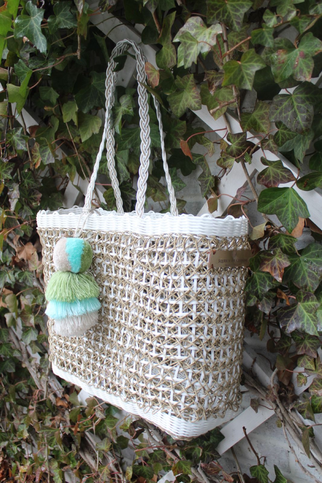 Sand Coastal Cable Citron Tote Bag - Stylish Beach Tote for Women, Perfect for Summer Vacation, Poolside, and Shopping