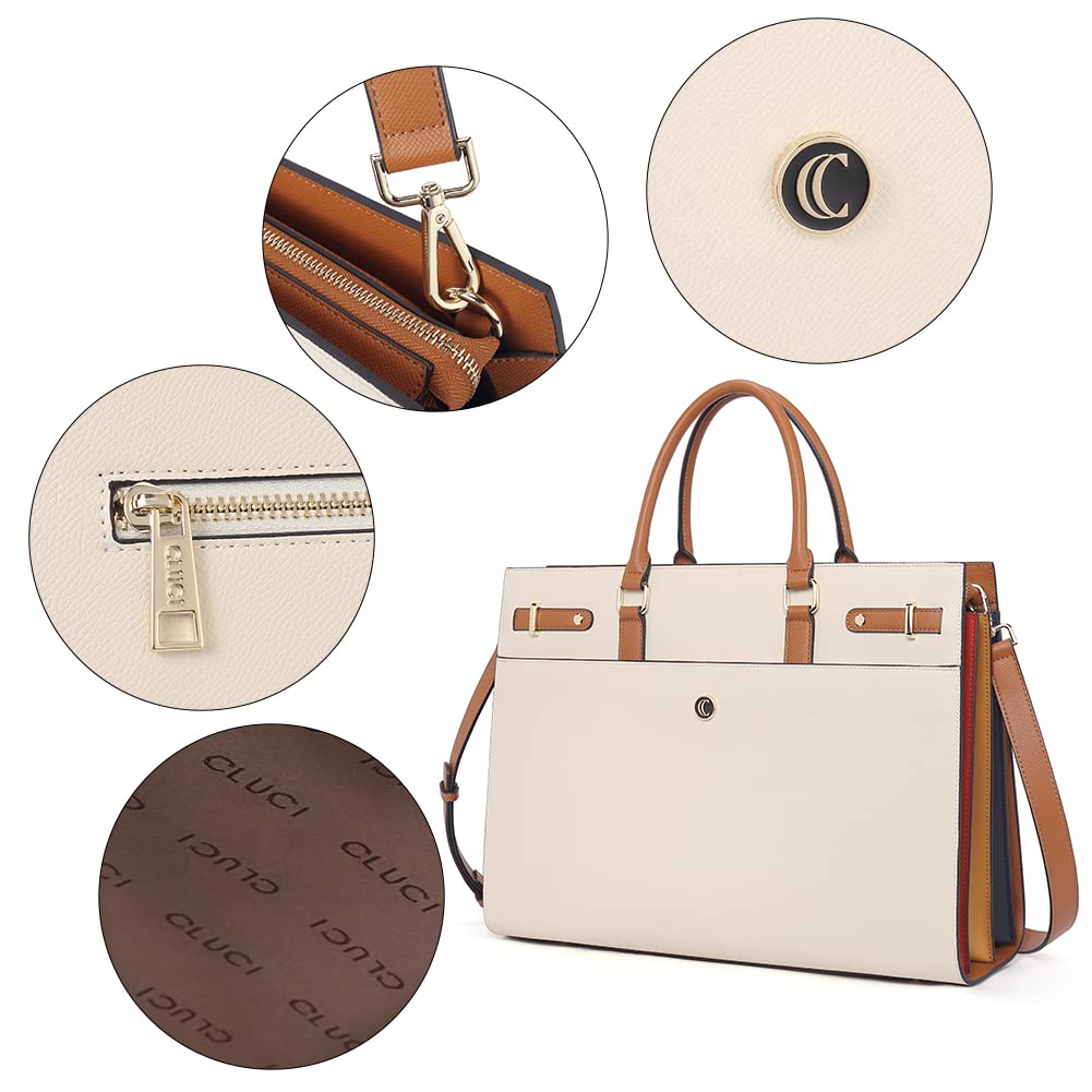 CLUCI Women's Leather Briefcase - 15.6 Inch Laptop Tote Bag for Business & Work | Professional Office Commute & Travel Accessory