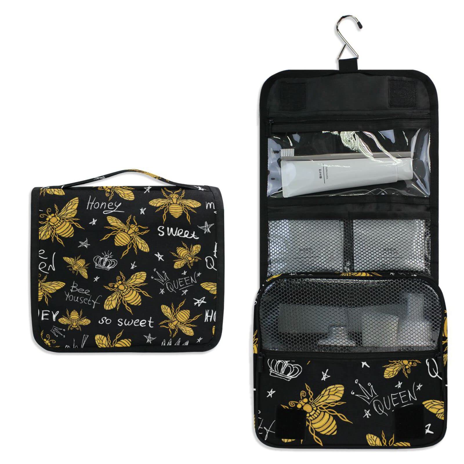 Portable Hanging Travel Toiletry Bag with Hook - Expandable Cosmetic & Makeup Organizer for Women & Men - Perfect for Showers, Camping, Gym & Airplane Travel