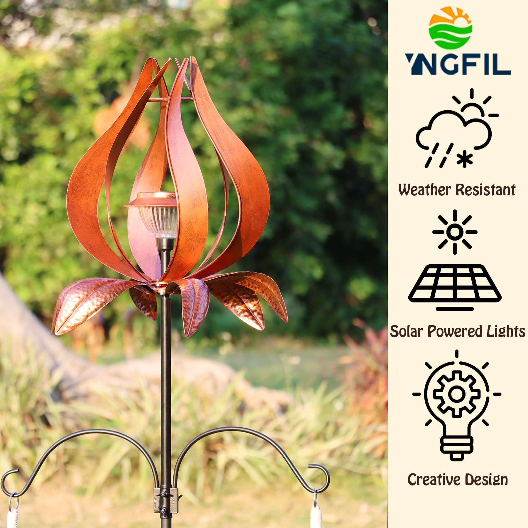 Solar-Powered Multi-Functional Yard Wind Spinners with LED Lights - 83