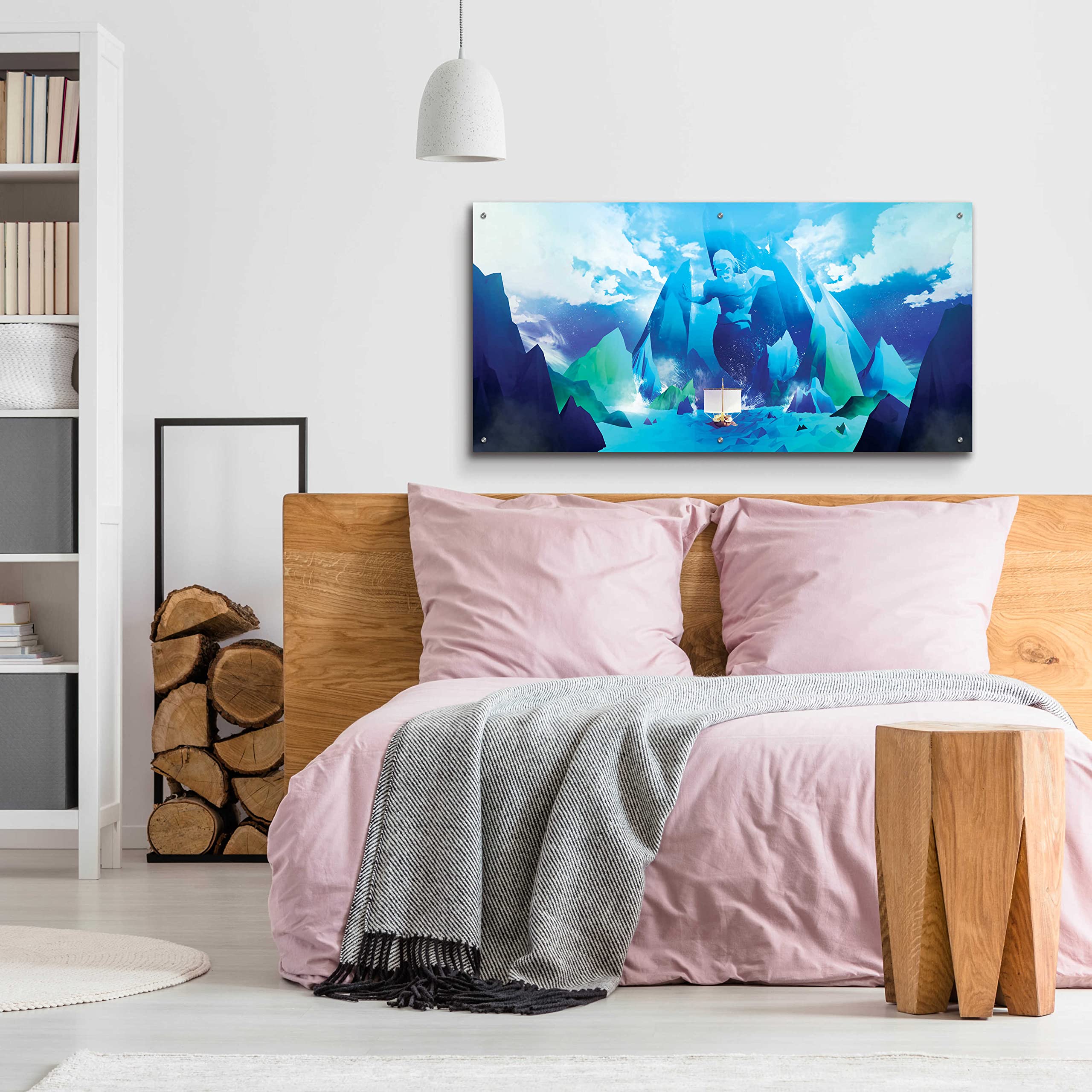 Epic 'Triton' Acrylic Glass Wall Art by Jonathan Lam - 48x24 Inches Modern Ocean Themed Painting for Living Room, Bedroom & Office Decor