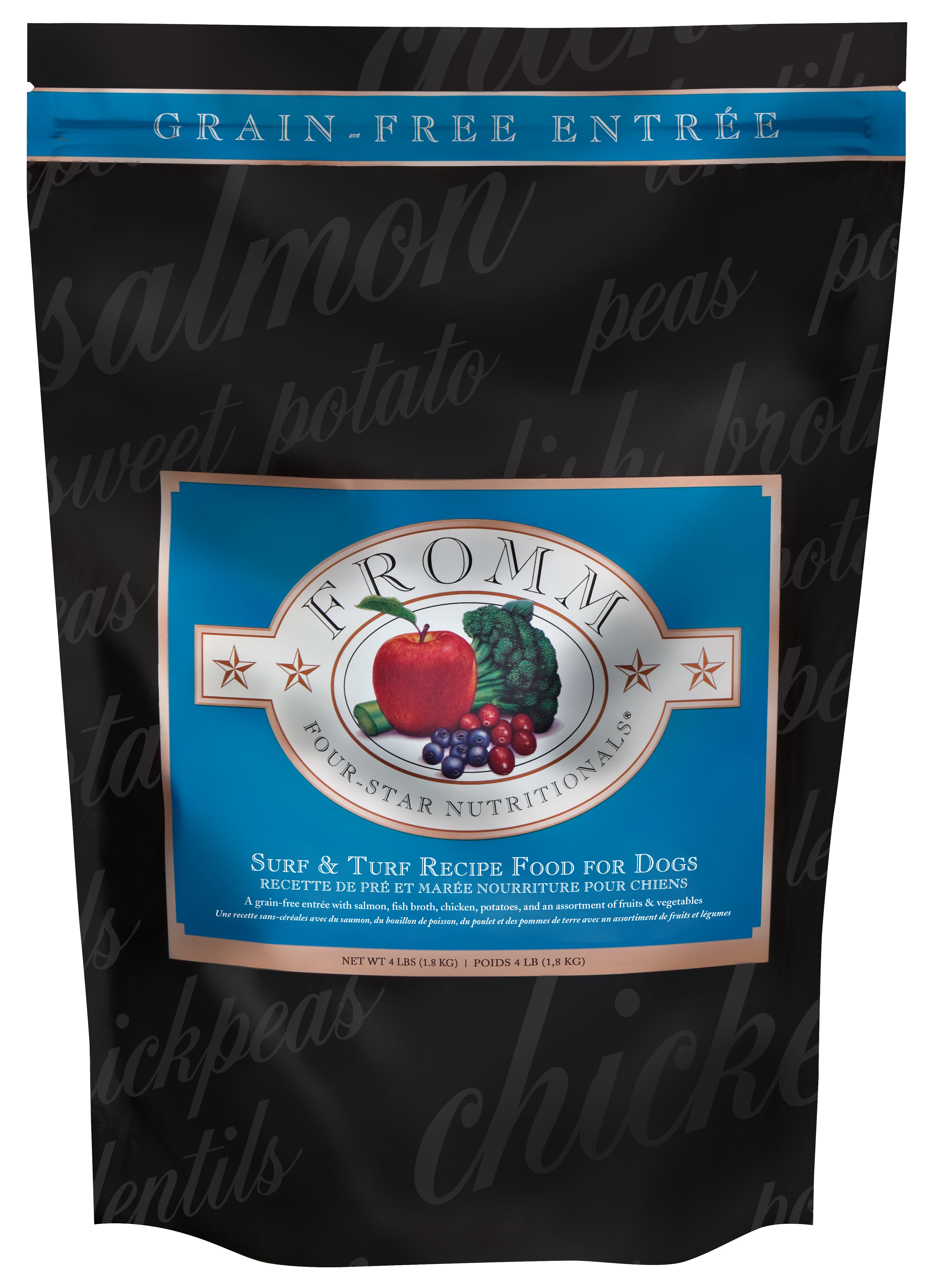 Fromm Four Star Grain Free Dry Dog Food - Surf & Turf Recipe - High Protein, Natural Ingredients for Adult Dogs - Perfect for Active Pets & Sensitive Stomachs
