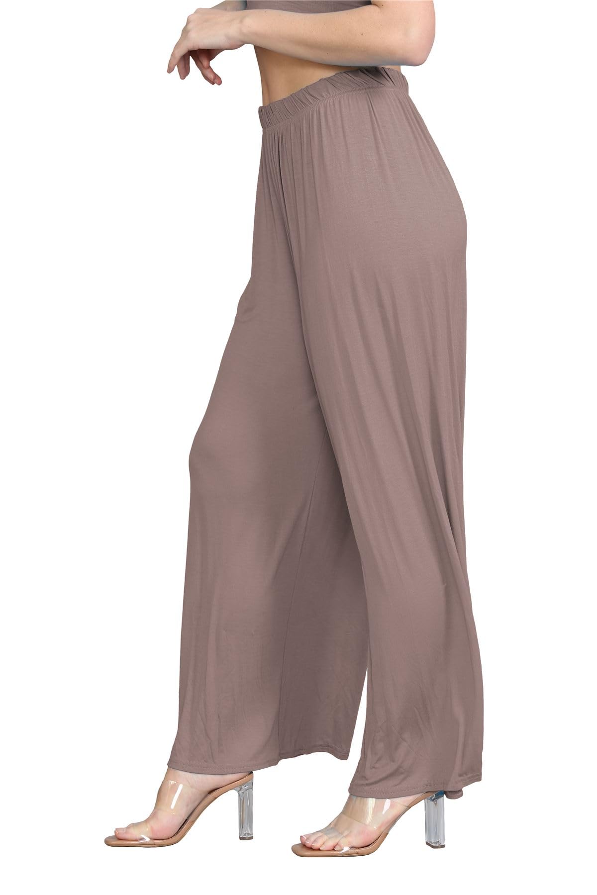 Janisramone® Women's Plain Wide Leg Palazzo Pants - Elegant High Waisted Trousers for Casual & Office Wear | Comfortable Plus Size Palazzo Pants for Women | Perfect for Work, Travel & Everyday Outfits