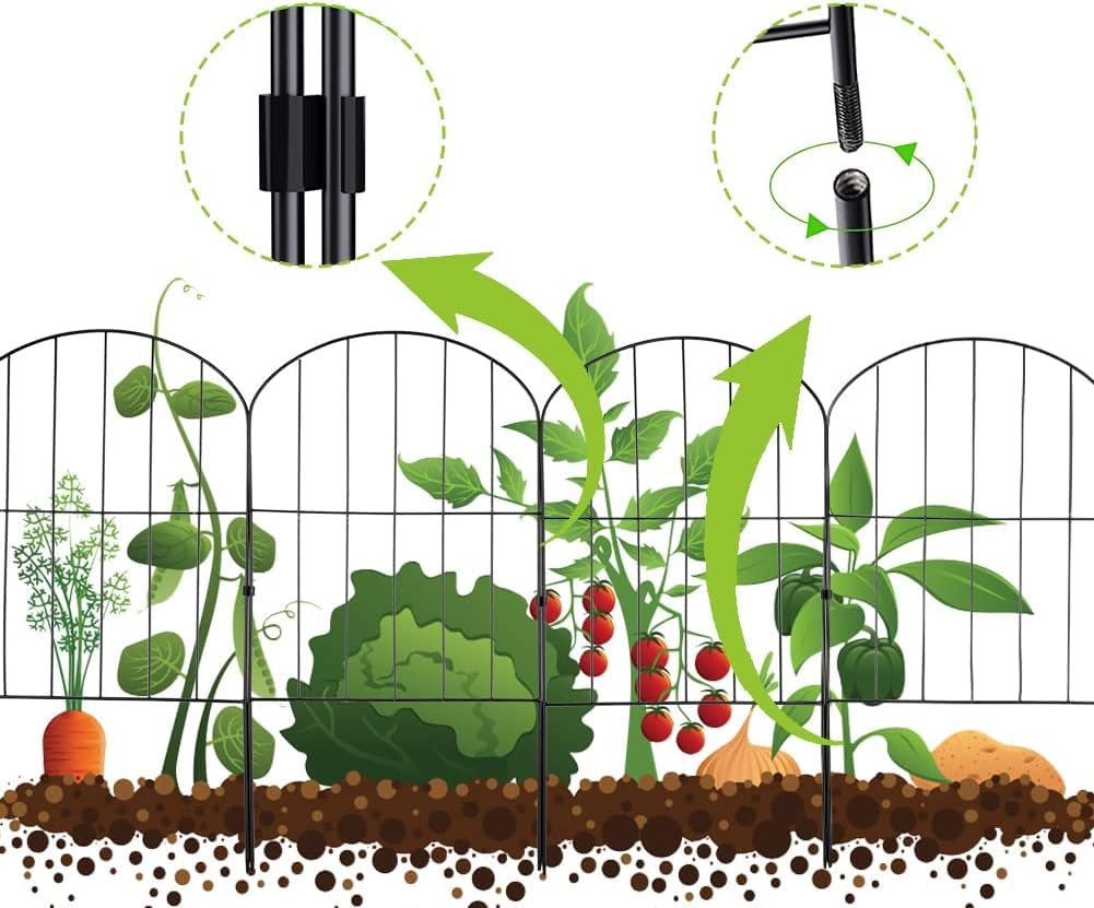 GARVEE 28Pcs Decorative Garden Fence - 30ft Length x 24in Height No Dig Fence, Rustproof Coated Metal Wire Fence for Rabbits & Dogs - Perfect for Flower Beds, Vegetable Gardens & Pet Play Areas