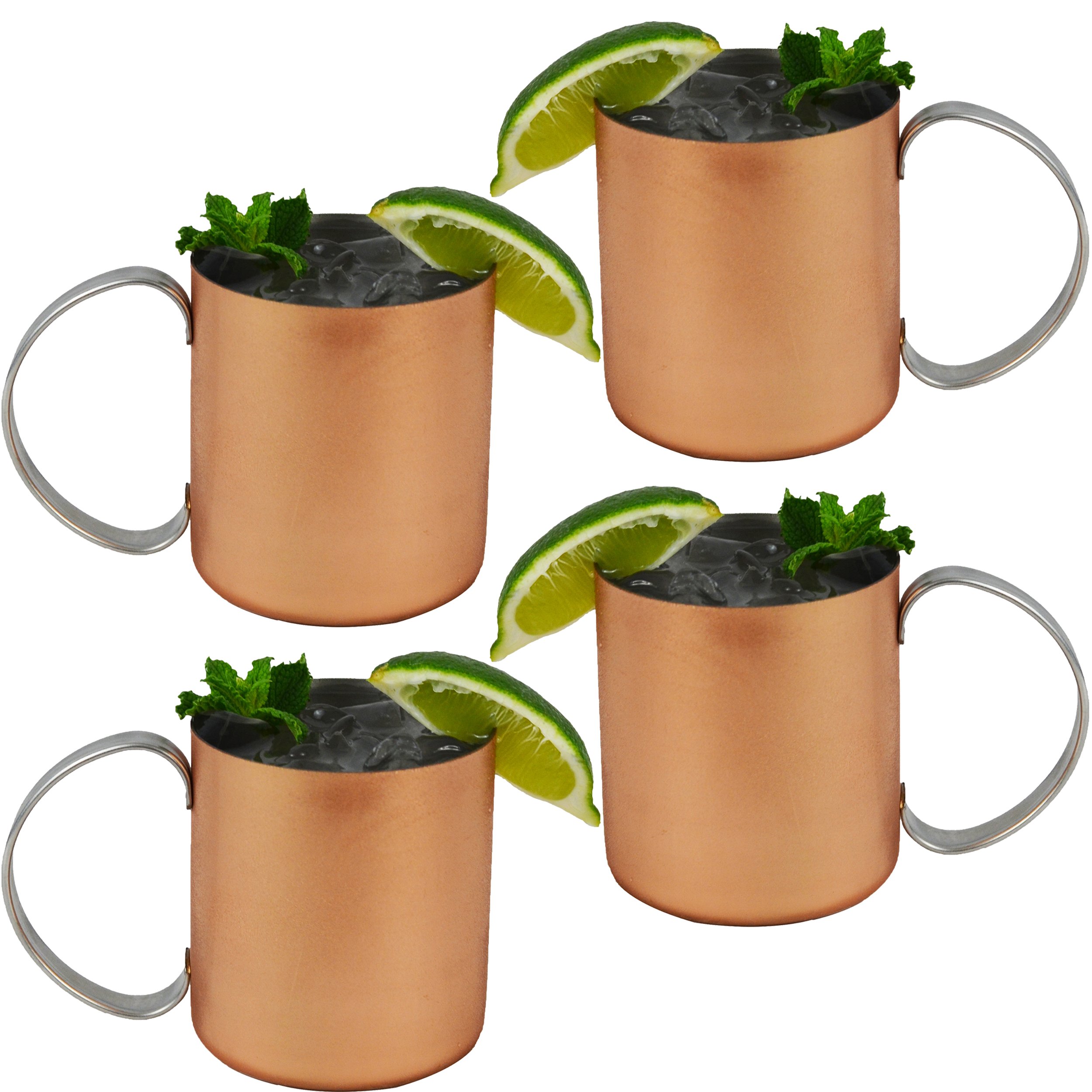 Premium Copper Moscow Mule Mugs Set of 4 - Stainless Steel Lined Cocktail Cups for Mojitos, Beer & Iced Drinks - Perfect for Parties, BBQs & Home Bars