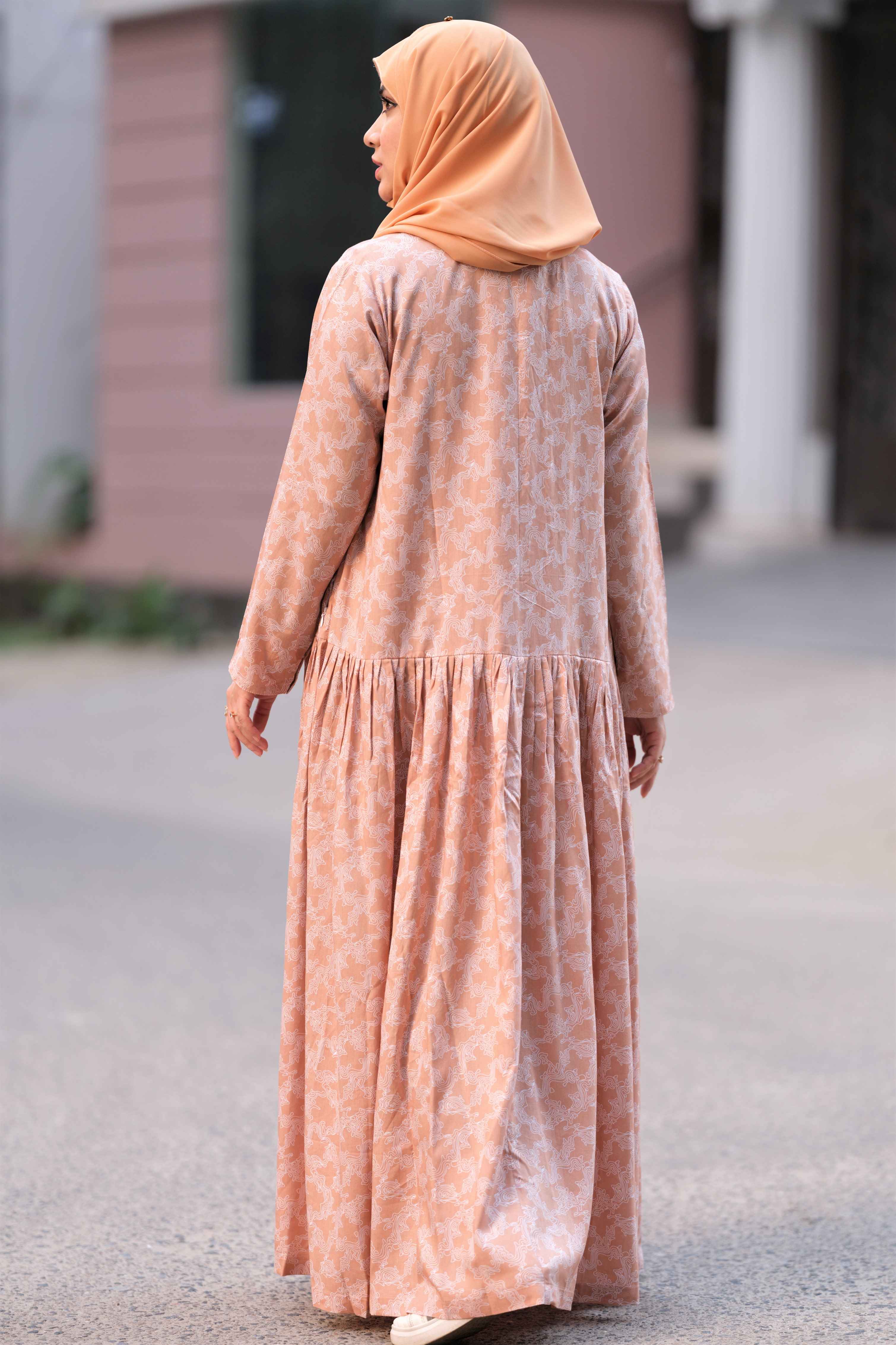 Elegant Sterling Silver Brown Abaya - Modest Islamic Dress for Women - Perfect for Prayer, Eid, and Special Occasions