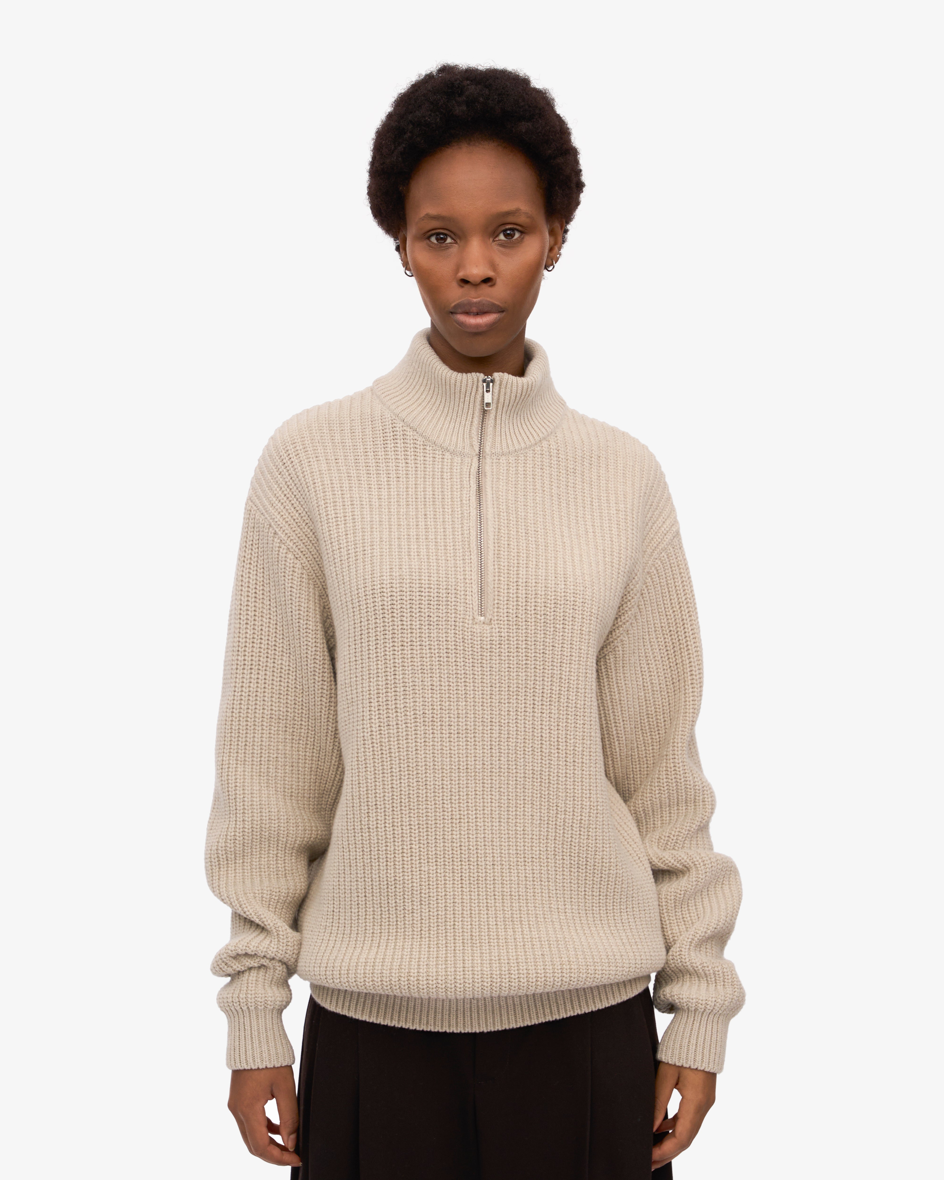 Premium Merino Wool Quarter Zip Sweater for Men - Ivory White - Ideal for Outdoor Adventures & Casual Wear