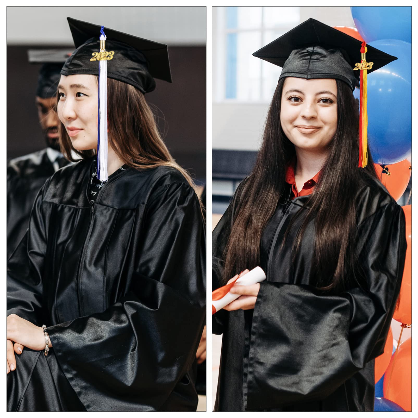 2023 Graduation Cap & Tassel Set - 8 Pack with Date Charms for High School & College Grads - Perfect for Graduation Parties, Photo Shoots & Decorations