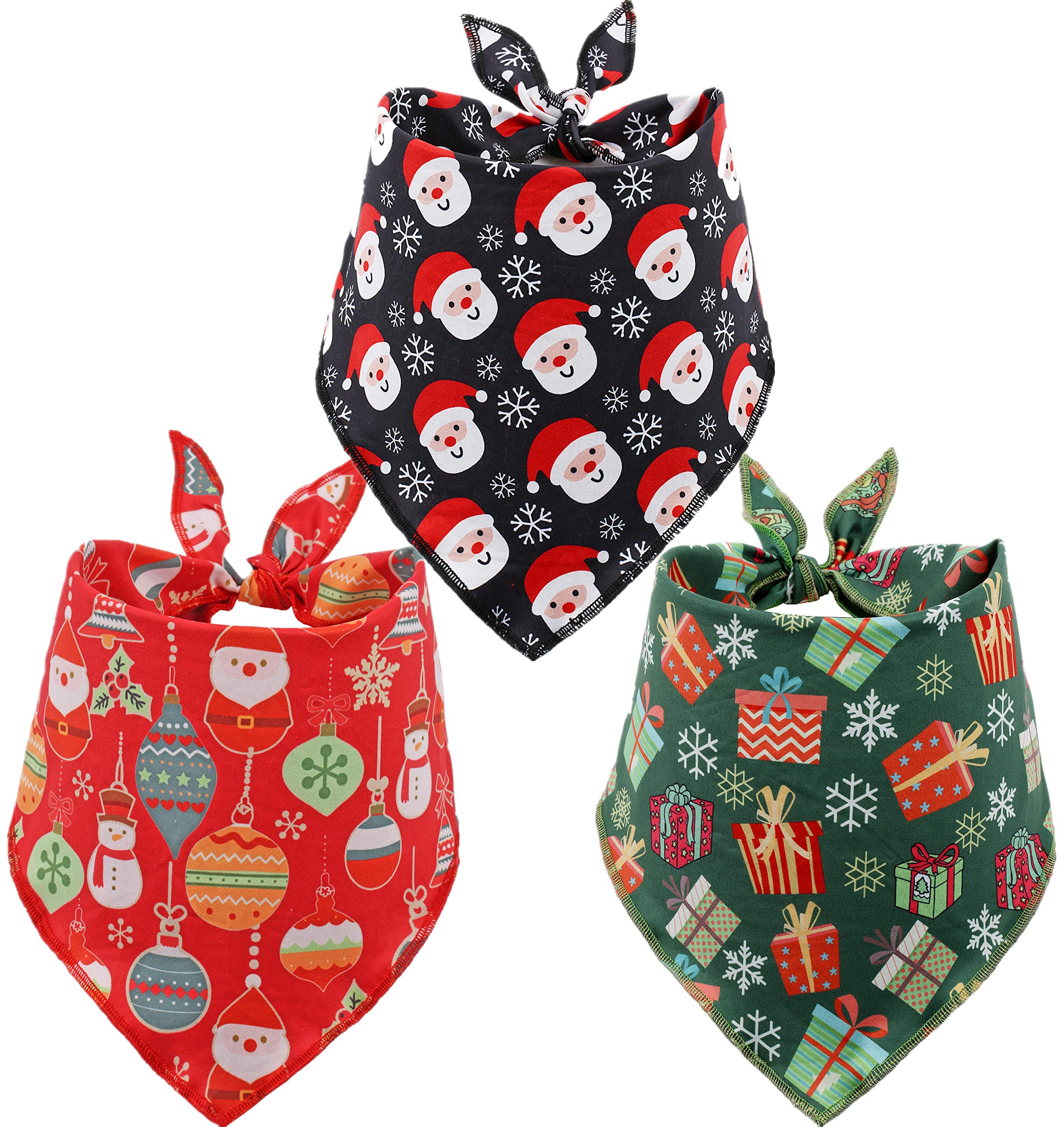 BoomBone Set of 3 Christmas Dog Bandanas - Festive Triangle Pet Bibs & Scarves for Medium to Large Dogs - Perfect for Holiday Photos, Parties & Seasonal Celebrations