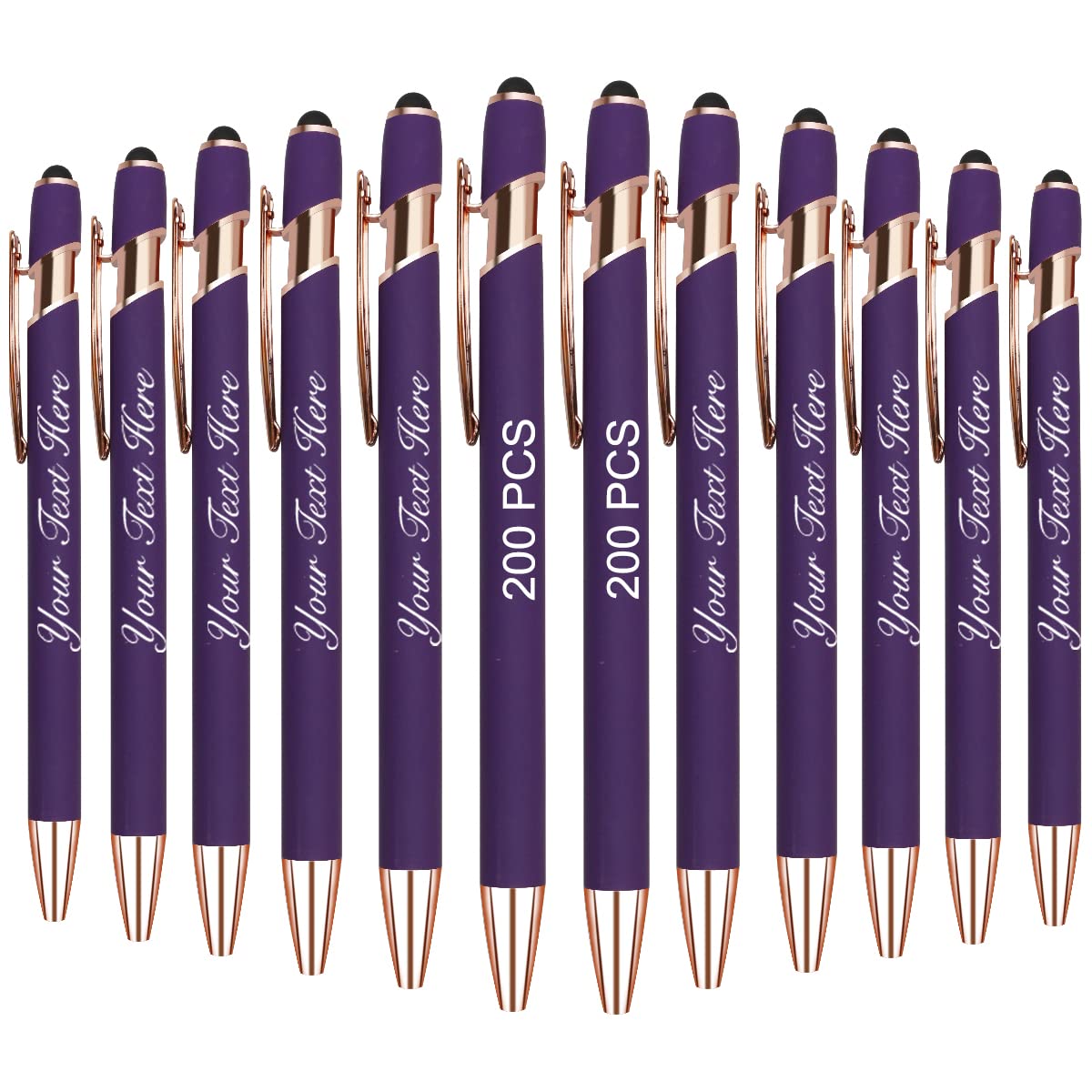 200Pcs Custom Personalized Pens with Name Text - Premium Ballpoint Pens for Women & Men - Free Engraving - Perfect for Business, Graduation, Wedding & Baby Shower Gifts - Ideal for Office Use, School Supplies & Corporate Events