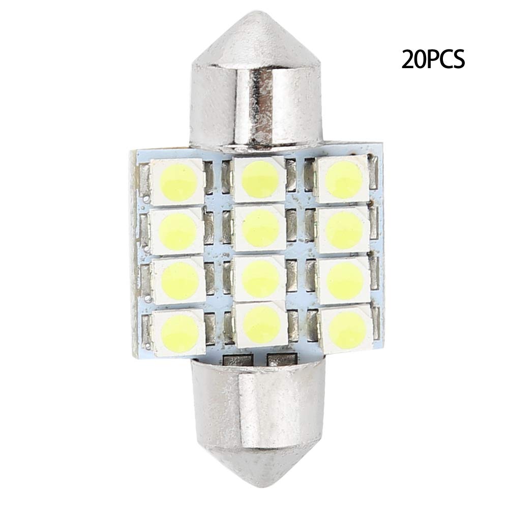 20Pcs 31mm Super Bright 12SMD 1210 LED Dome Interior Map Light Bulbs for Cars - Perfect for Dashboard, Door, Trunk & Interior Lighting Upgrade