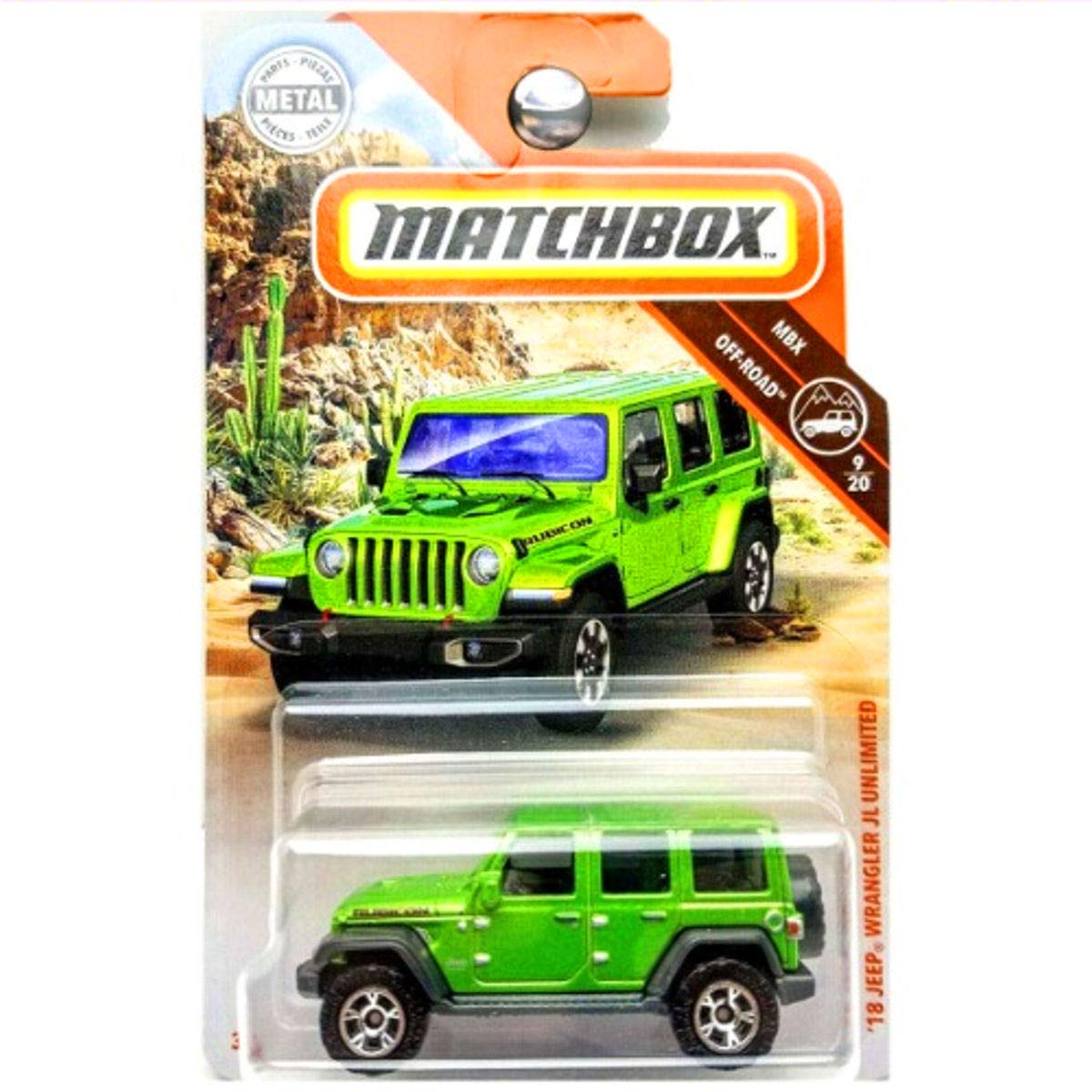 Matchbox 2018-2019 Off Road Jeep Wrangler JL Unlimited Diecast Car Toy - Green 1:64 Scale Model for Kids Collection & Adventure Play