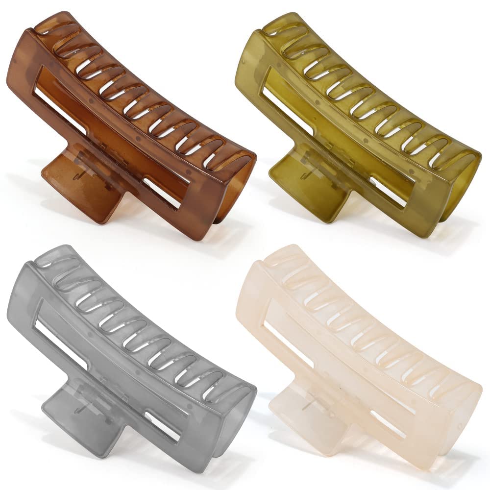 Glamifirsto 4-Piece Large Jelly Hair Claw Clips for Women - Strong Hold Butterfly Hair Clips, Non-Slip Big Hair Clips for Thick Hair - Hair Accessories for Women & Girls - Perfect for Updos, Ponytails & Everyday Styling