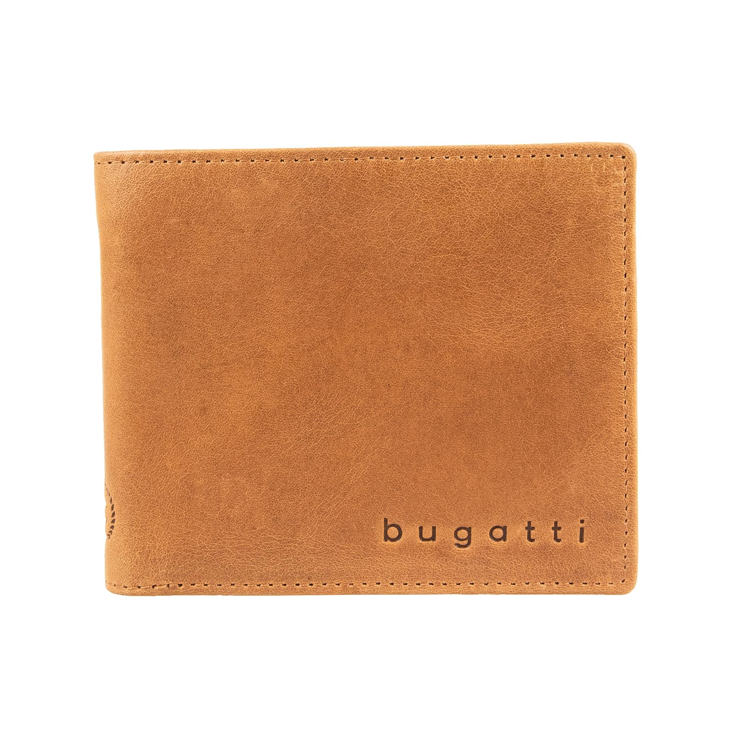 Bugatti Men's Leather Coin Purse Wallet - Slim Cognac Brown RFID Blocking Card Holder for Cash & Credit Cards | Perfect for Travel, Business & Everyday Use