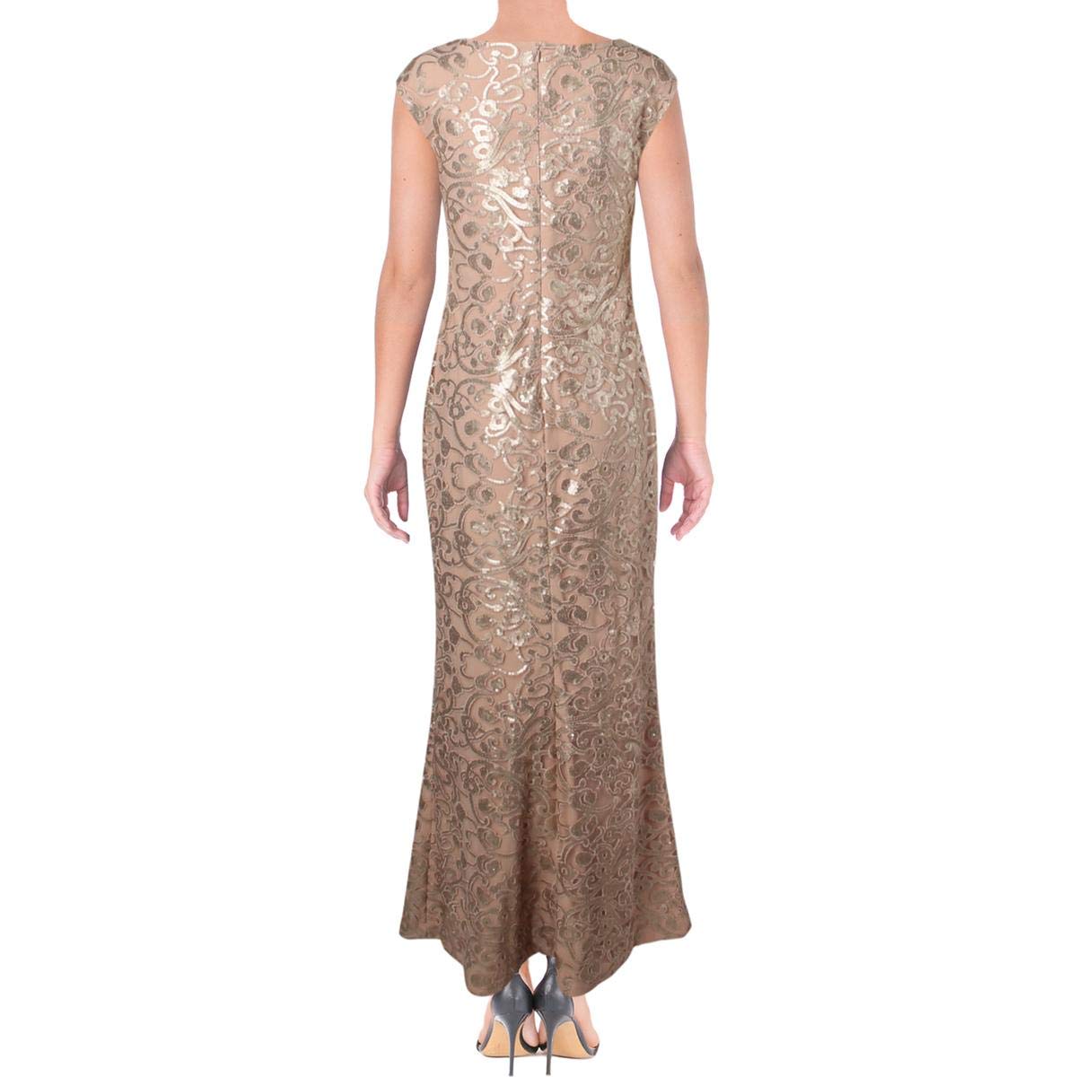 Ralph Lauren Women's Embroidered Gown Dress - Elegant Beige Formal Evening Gown Size 6 | Perfect for Weddings, Galas & Special Occasions