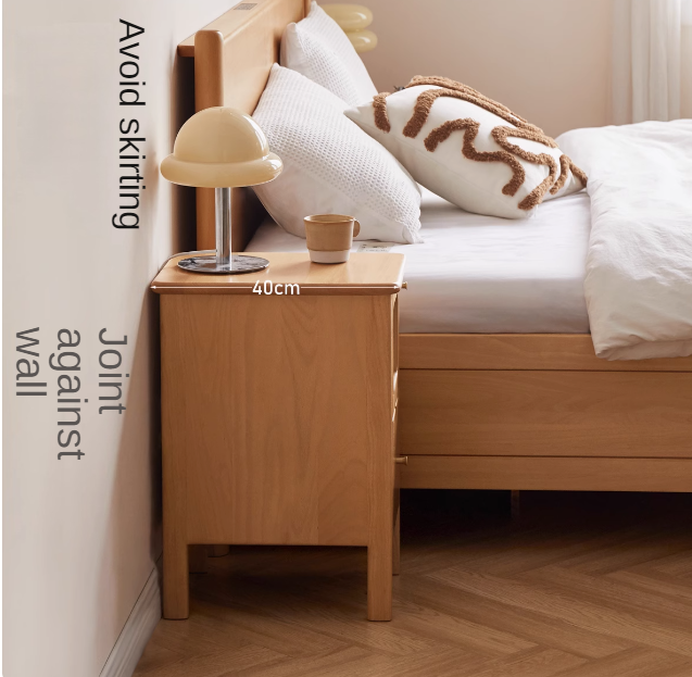 Solid Beech Wood Ultra Narrow Nightstand - Compact Bedside Table for Small Spaces, Perfect for Apartments, Dorms & Cozy Bedrooms