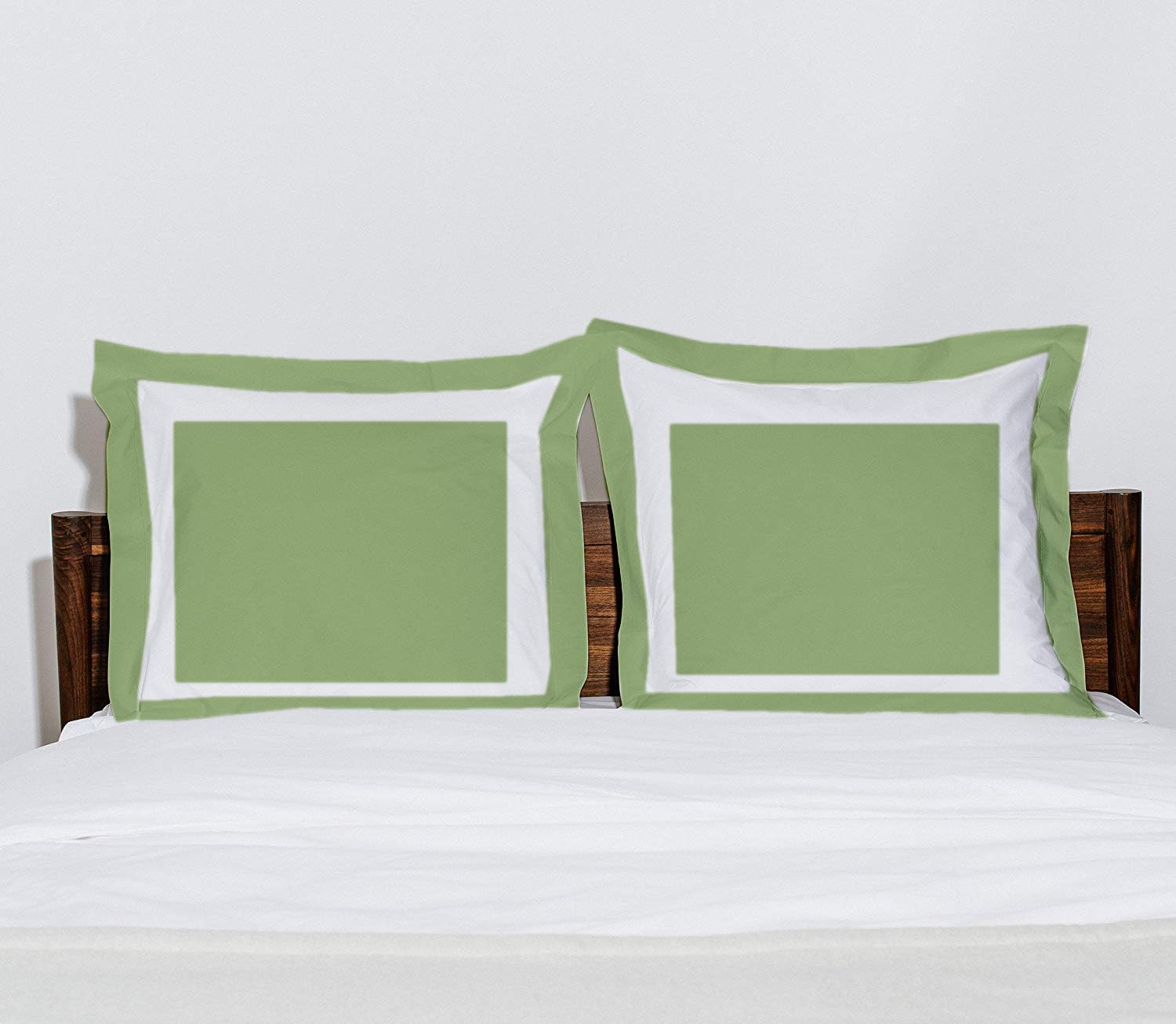 Luxury 600 Thread Count 100% Organic Cotton King Size Pillow Sham - Moss Dual Tone Decorative Cushion Cover 20x36 Inches - Soft Bedroom Accent for Sofa, Bed & Home Decor