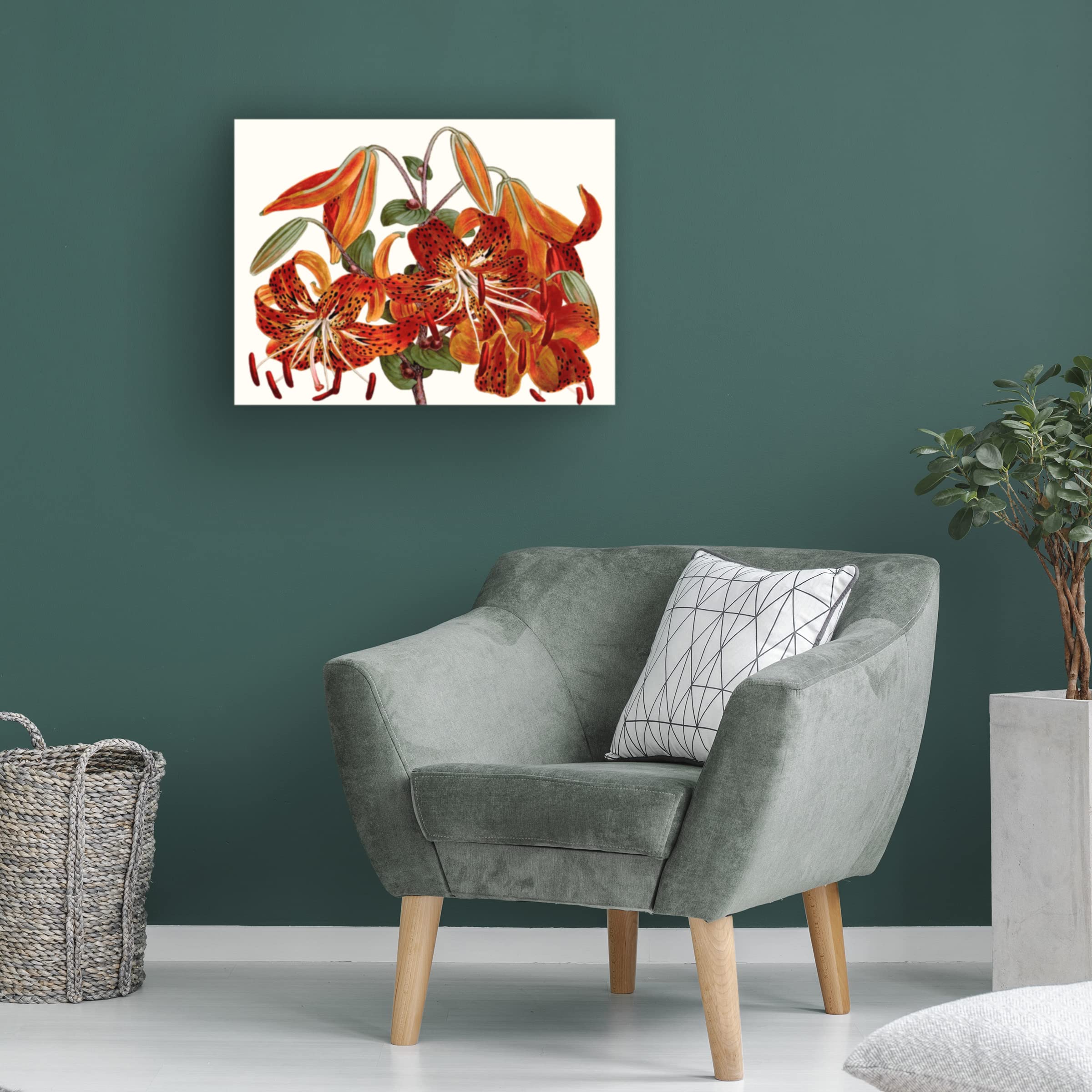 Trademark Fine Art 'Striking Coral Botanicals II' Canvas Wall Art Print by Curtis - Tropical Floral Decor for Living Room, Bedroom & Office