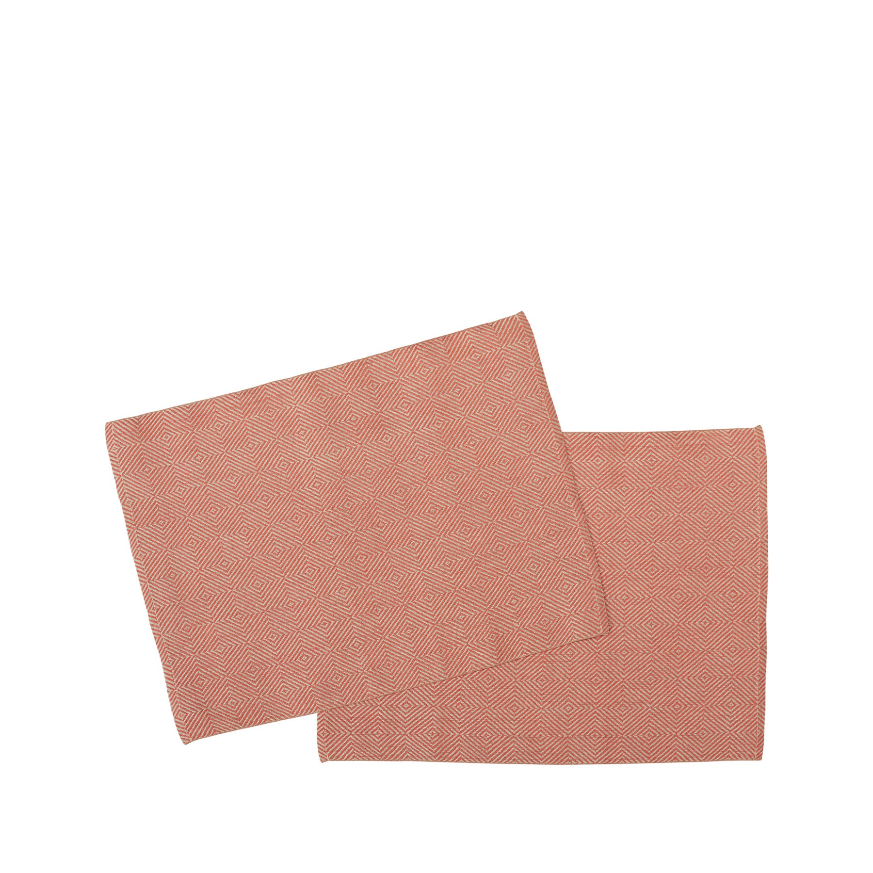 Rustic Strandrag Placemats Set of 2 - Brick Red Cotton Table Mats for Dining, Kitchen & Outdoor Picnics - Heat Resistant & Washable Home Decor