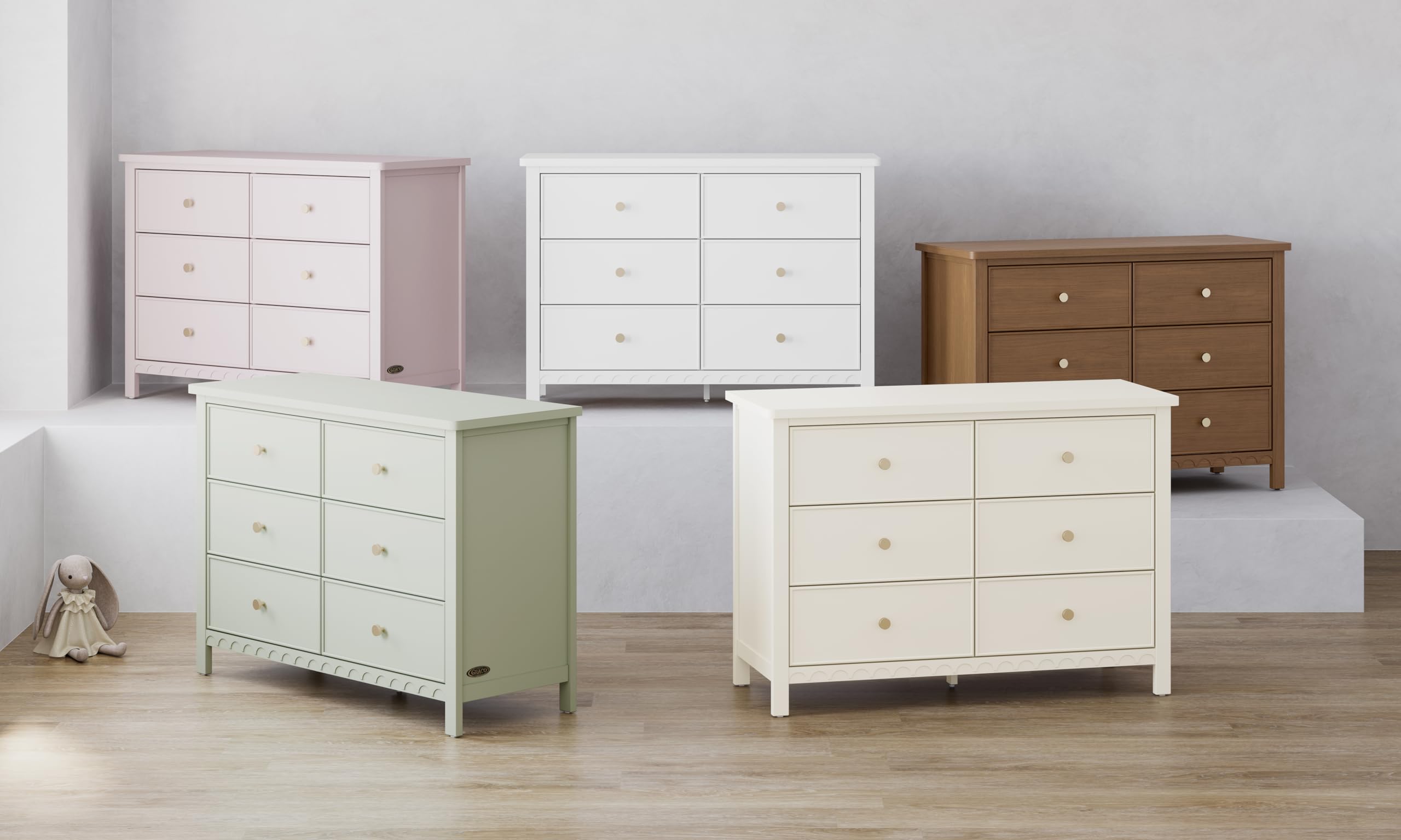 Graco Sasha 6-Drawer Dresser in White - GREENGUARD Gold Certified Nursery & Bedroom Dresser with Spacious Storage | Interlocking Drawer System | Easy Assembly with Pre-Installed Tracks | Perfect for Baby Room Organization & Home Storage Solutions