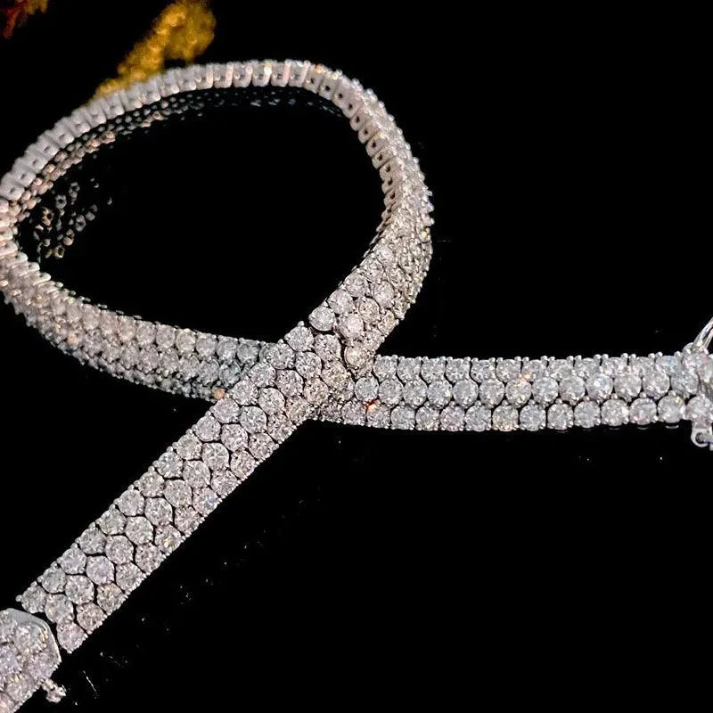 18K White Gold 6.5ct Real Diamond Luxury Bracelet for Women - Elegant Three-Line Design Wedding, Engagement & Party Jewelry Gift - Perfect for Anniversary, Valentine's Day & Special Occasions