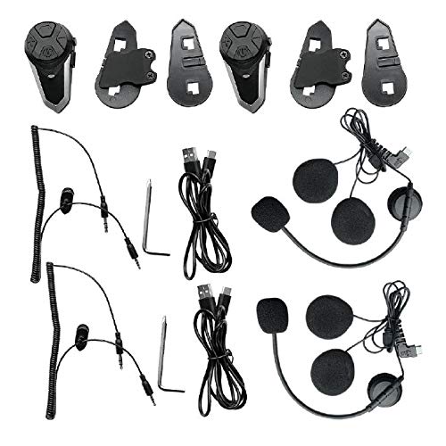 QSPORTPEAK 2X BT-S3 Motorcycle Bluetooth Intercom Headset - 2 Pack, Wireless Helmet Communication System with Noise Cancelling Mic for Riding, Skiing, Snowmobiling & Outdoor Adventures