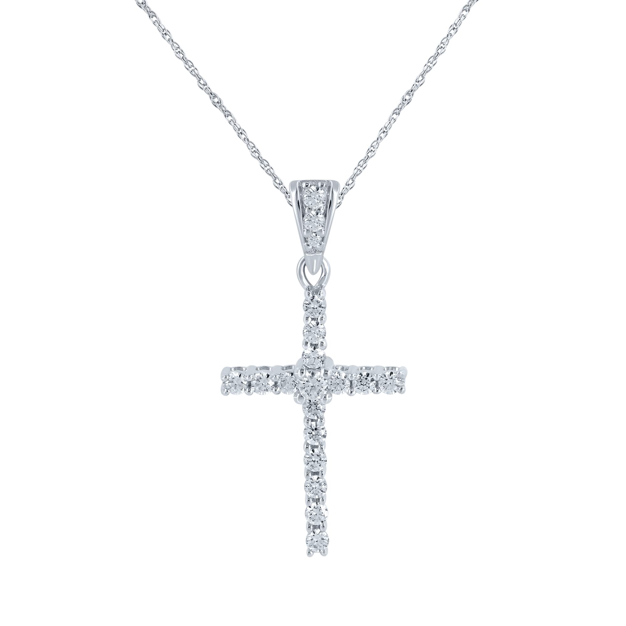 0.24 Carat Round Diamond Cross Pendant Necklace for Women - Elegant Fashion Jewelry Gift for Christmas, Birthday & Anniversary | SoulBox