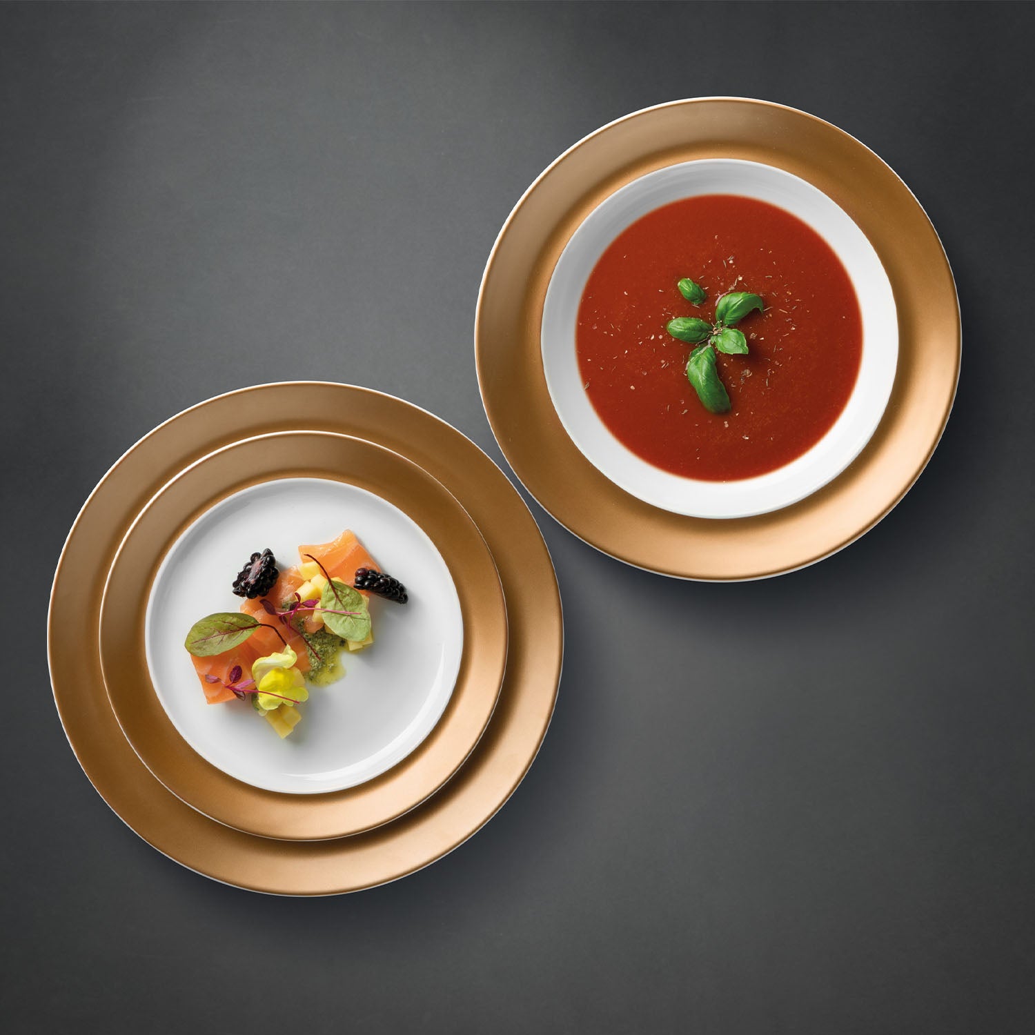 BergHOFF GEM Porcelain 6-Piece Dinnerware Set - Elegant White & Gold Tableware for Formal Dining, Entertaining & Special Occasions