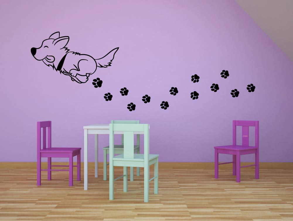 Adorable Paw Print Dog Wall Stickers - Fun Vinyl Decal for Kids Room, Nursery, Bedroom Decor (27x30 inch) - Perfect for Animal Lovers, Kindergarten & Home Decoration