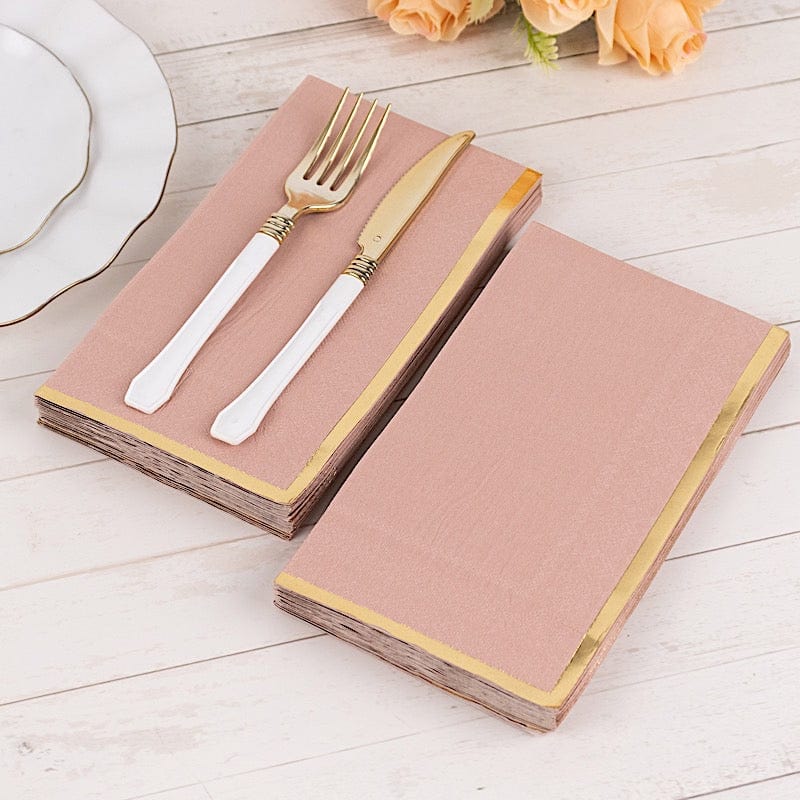 50 Premium Soft 2-Ply Dinner Napkins with Elegant Gold Foil Edge - Perfect for Weddings, Parties & Fine Dining Table Settings