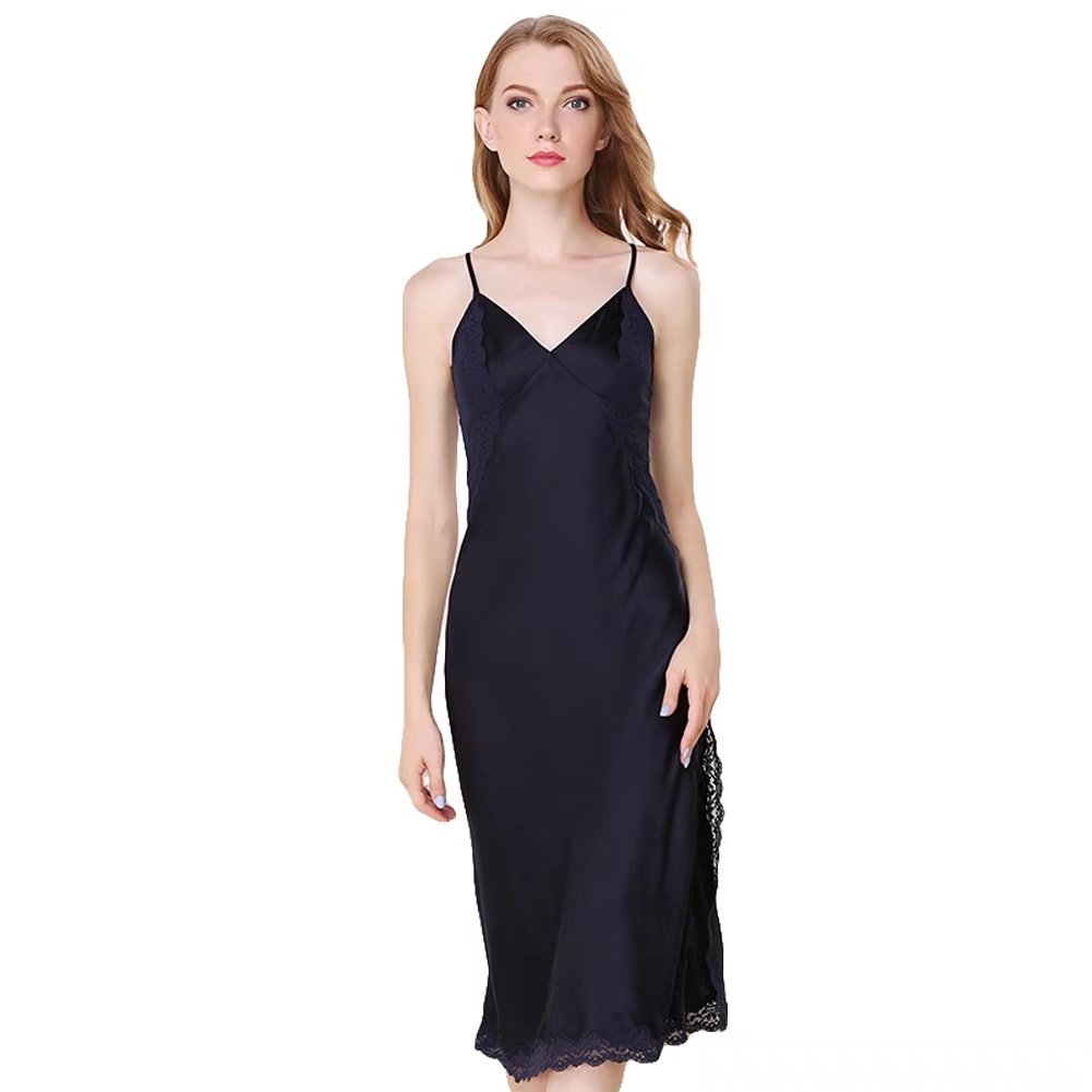 Luxury 100% Silk Lace Nightgown - Elegant Satin Lingerie Sleepwear for Women, Mother's Day Gift Idea | Perfect for Romantic Evenings, Honeymoon, Anniversary & Special Occasions