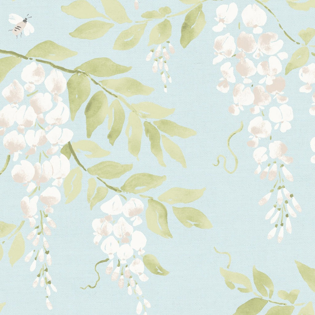 Wisteria Fabric - Soft Sky Blue Floral Print Cotton Material for DIY Crafts, Home Decor, and Upholstery | Perfect for Curtains, Pillows, and Quilting Projects