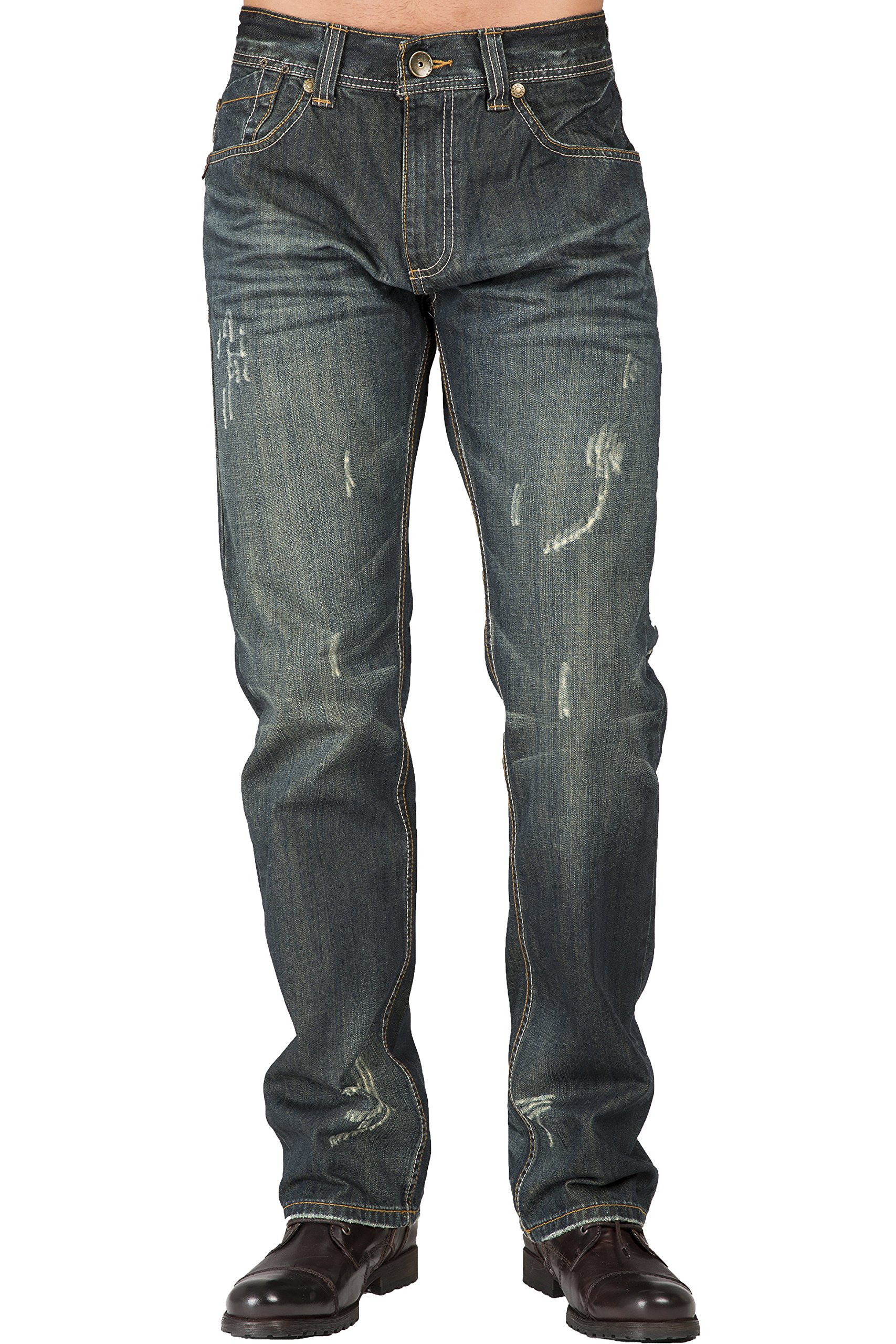 Premium Men's Relaxed Straight Fit Denim Jeans - Handcrafted Wash & Whiskering - Classic 5-Pocket Design - Comfortable Casual Wear for Everyday & Work