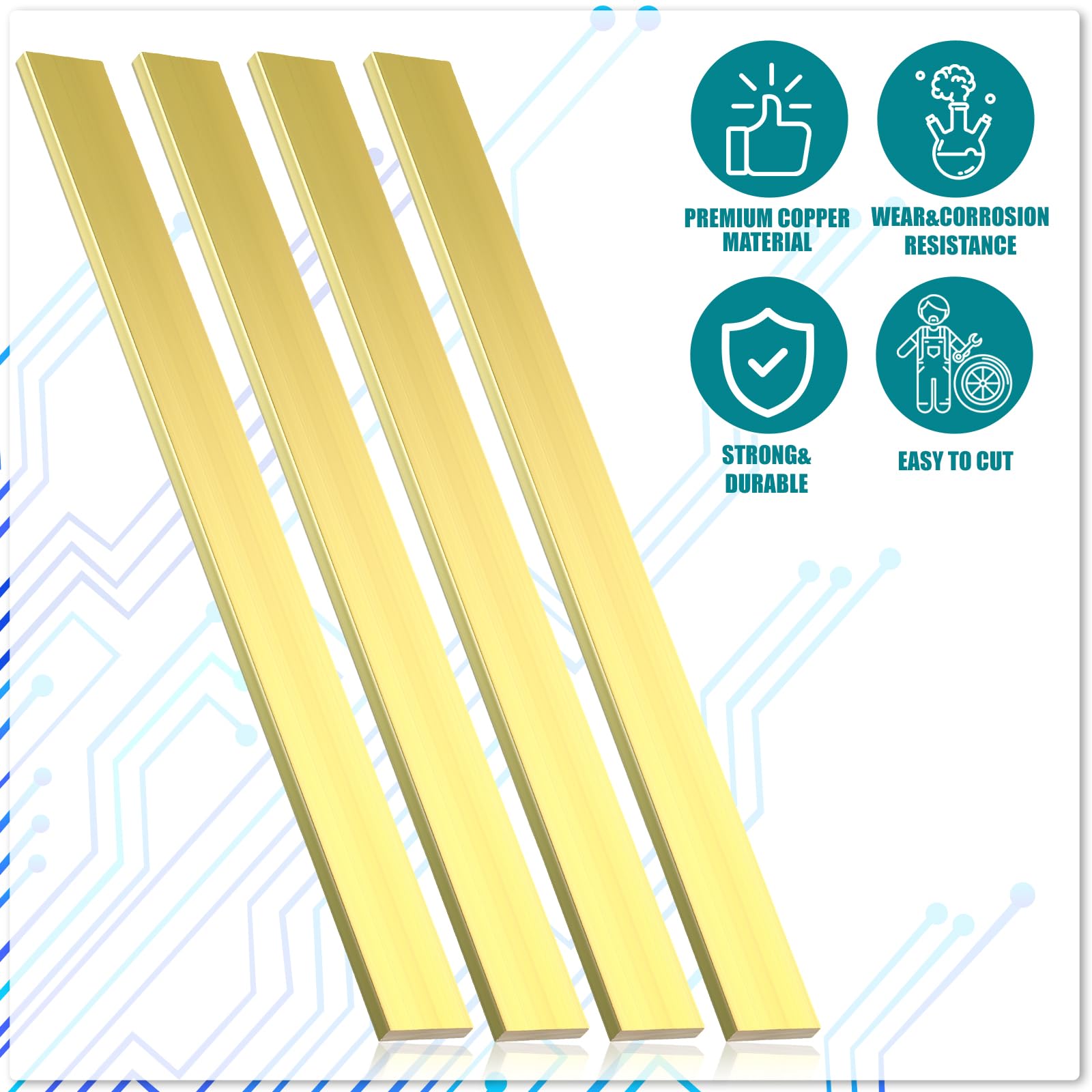 4 Pcs C360 Brass Flat Bar 1/4
