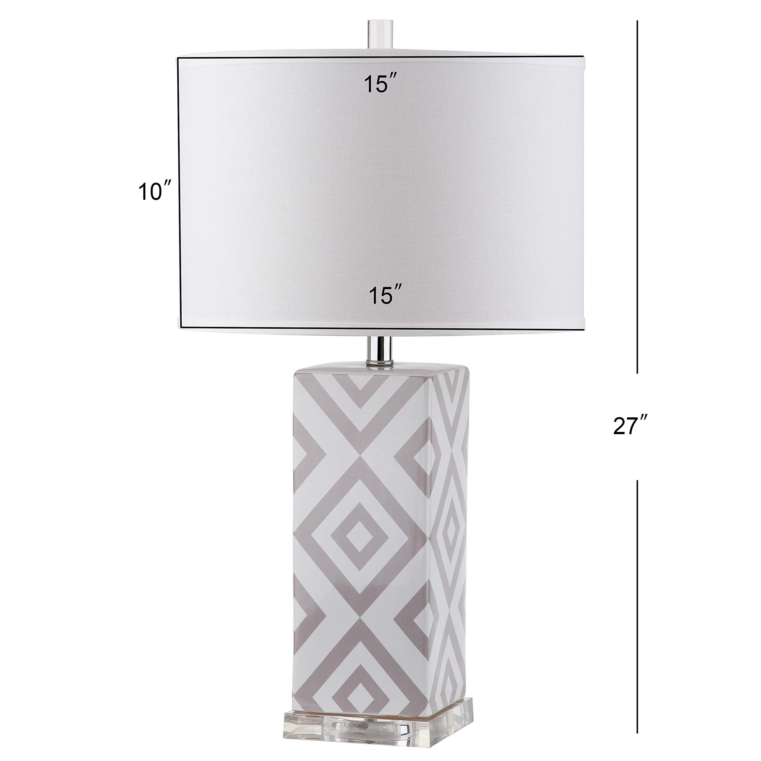 SAFAVIEH 27-inch Modern Grey Diamond Table Lamp Set of 2 with LED Bulbs - Contemporary Lighting for Bedroom, Living Room, Home Office & Nightstand (Perfect for Reading, Working & Ambient Lighting)