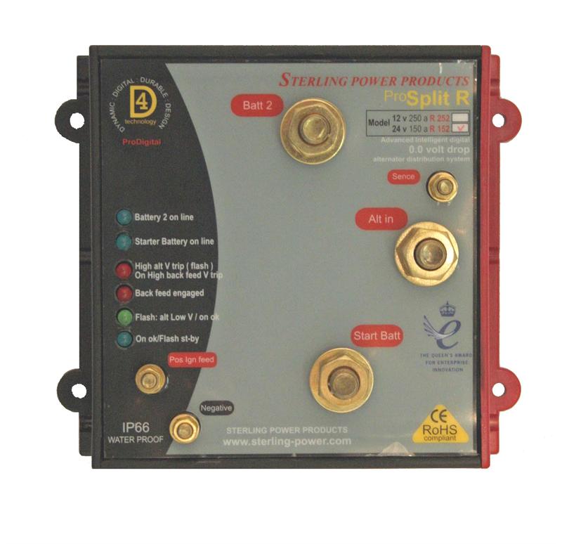 Sterling Power ProSplit R Zero Volt Drop Marine Battery Isolator - 24V 150A 2 Output for Boats, RVs, and Off-Grid Power Systems