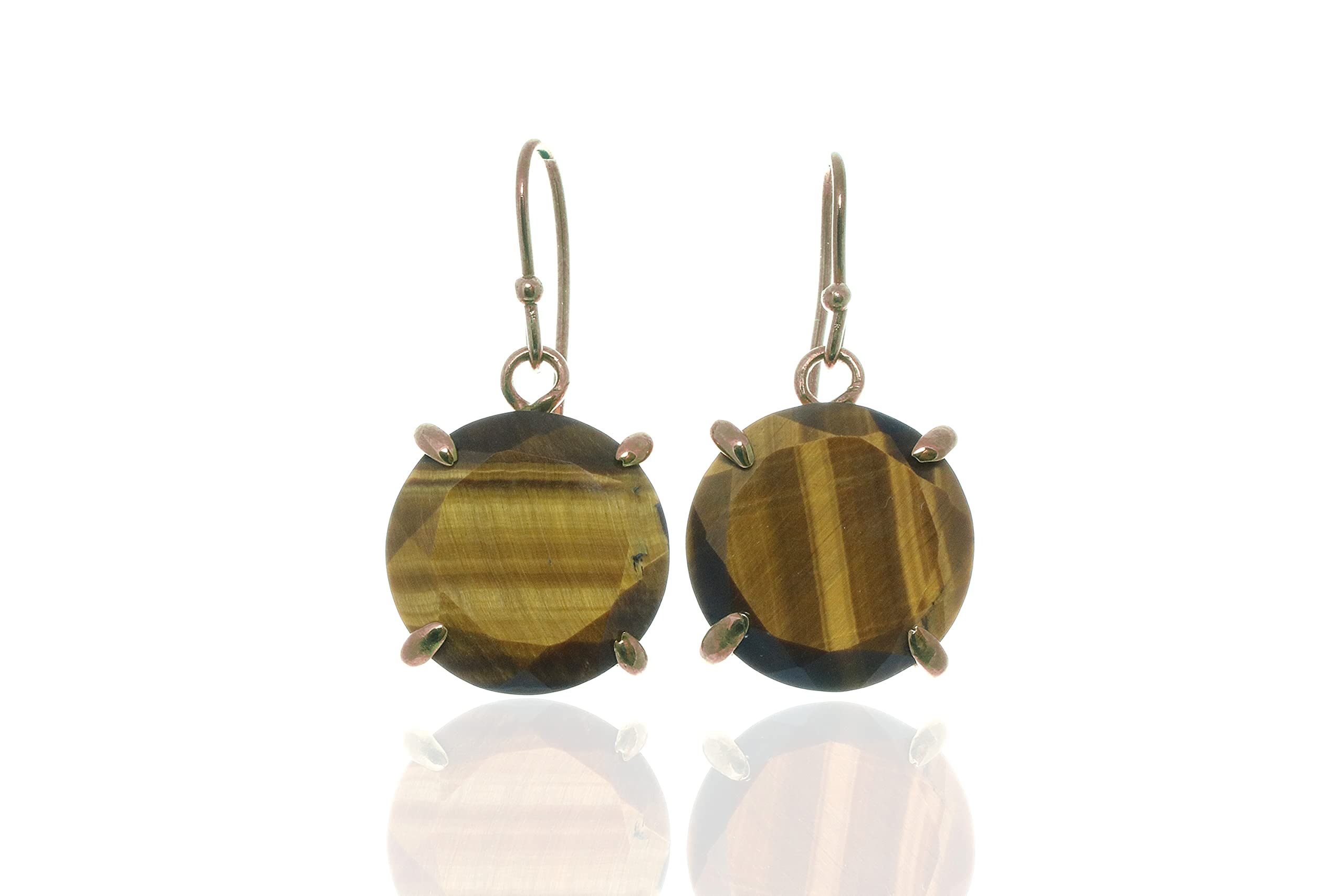 Tiger Eye Gemstone Earrings for Women - Elegant Large Dangling Statement Earrings | Handmade Anemone Jewelry | Perfect for Parties, Weddings & Special Occasions - Comes with Gift Box