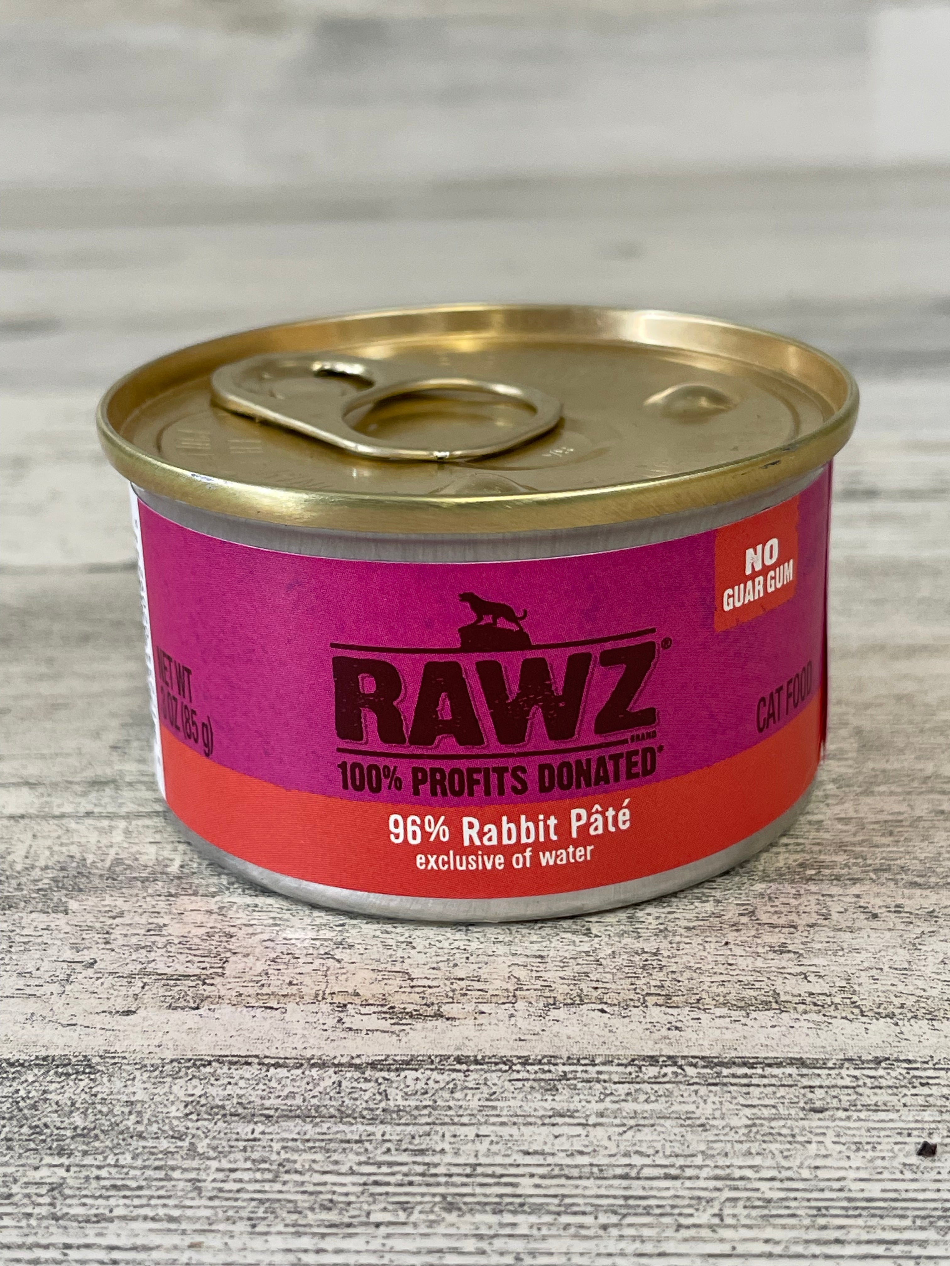 RAWZ 96% Rabbit Pate Grain-Free Wet Cat Food - High Protein, Natural Ingredients for Adult & Senior Cats - Perfect for Picky Eaters & Sensitive Stomachs - Great for Mealtime, Training Treats & Weight Management