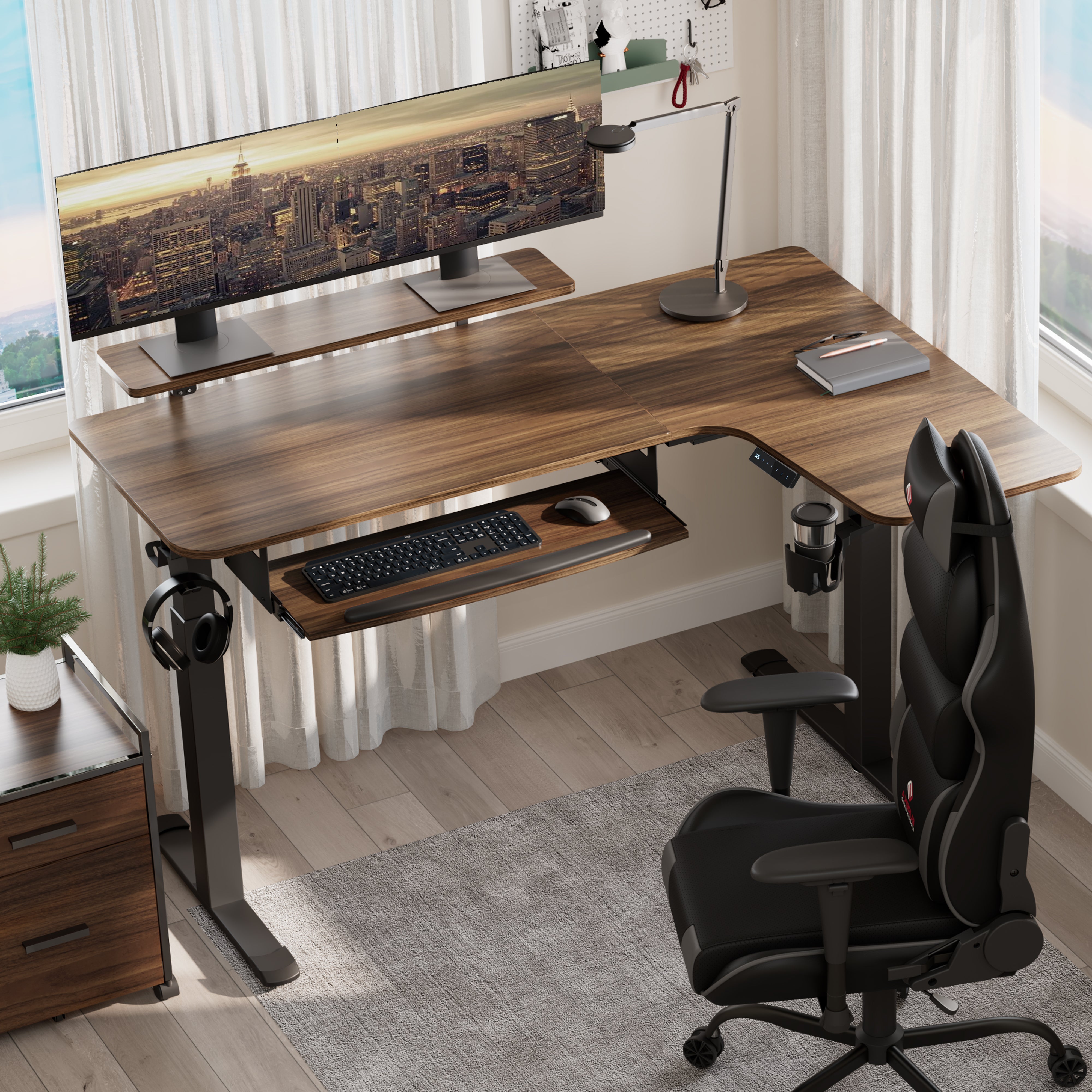 Ergonomic L-Shaped Standing Desk with Accessories Set (60x23 Inches) - Perfect for Home Office & Workspace Setup
