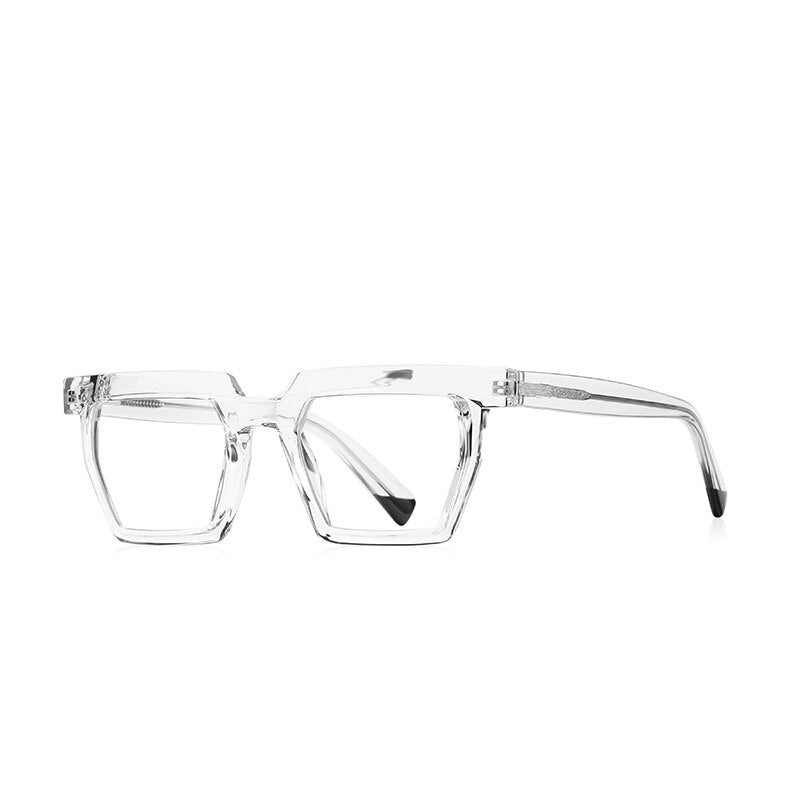 CCspace Unisex Full Rim Flat Top Square Acetate Titanium Eyeglasses 53370 - Lightweight Durable Glasses for Work, Reading & Fashion